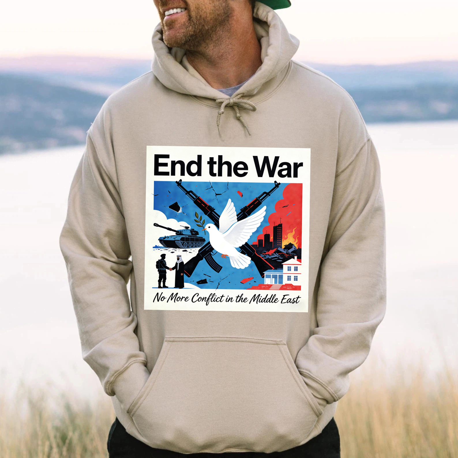 TEECURENT End The War No More Conflict In The Middle East Peace Dove Hoodie For Men Women Unisex Sweatshirt Anti War Statement Apparel