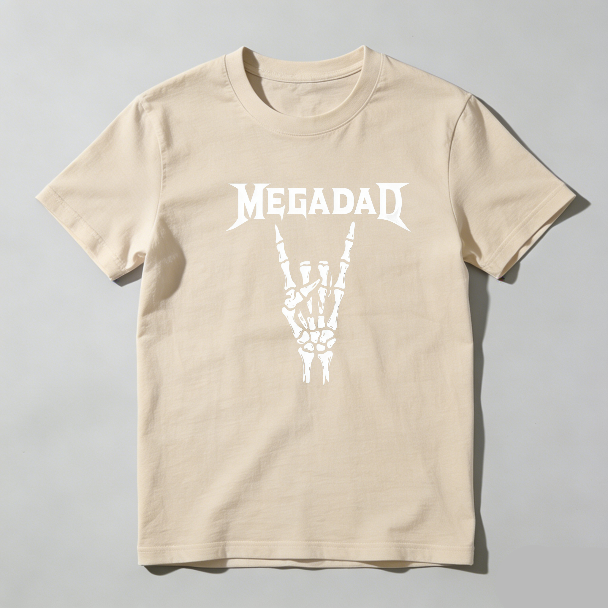 TEECURENT Megadeth Logo Skeleton Hand Pure Cotton Short Sleeve T Shirt-TeeCurent