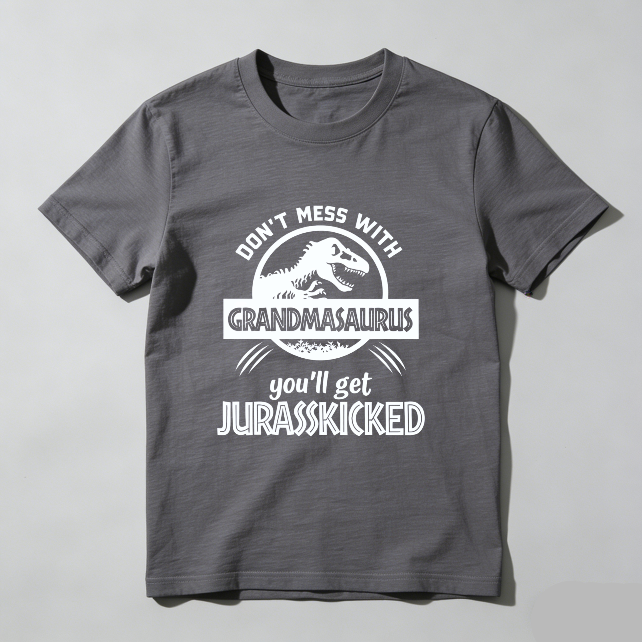 TEECURENT Dont Mess With Grandmasaurus Youll Get Jurasskicked Funny Dinosaur Shirt For Grandma Mother Birthday Gift Humor Tshirt WOMEN