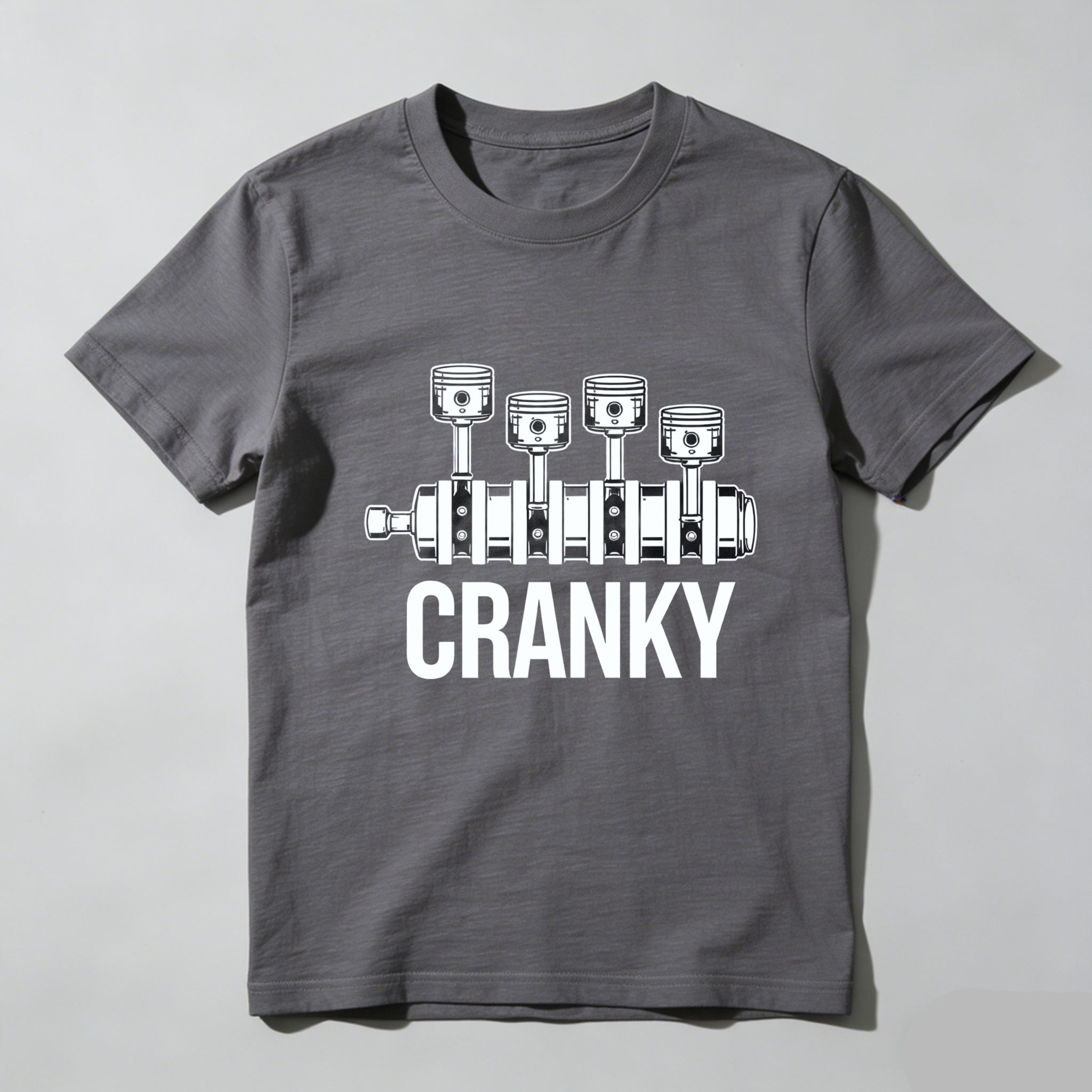 Cranky Engine Piston Design T-Shirt For Car Enthusiasts And Mechanics