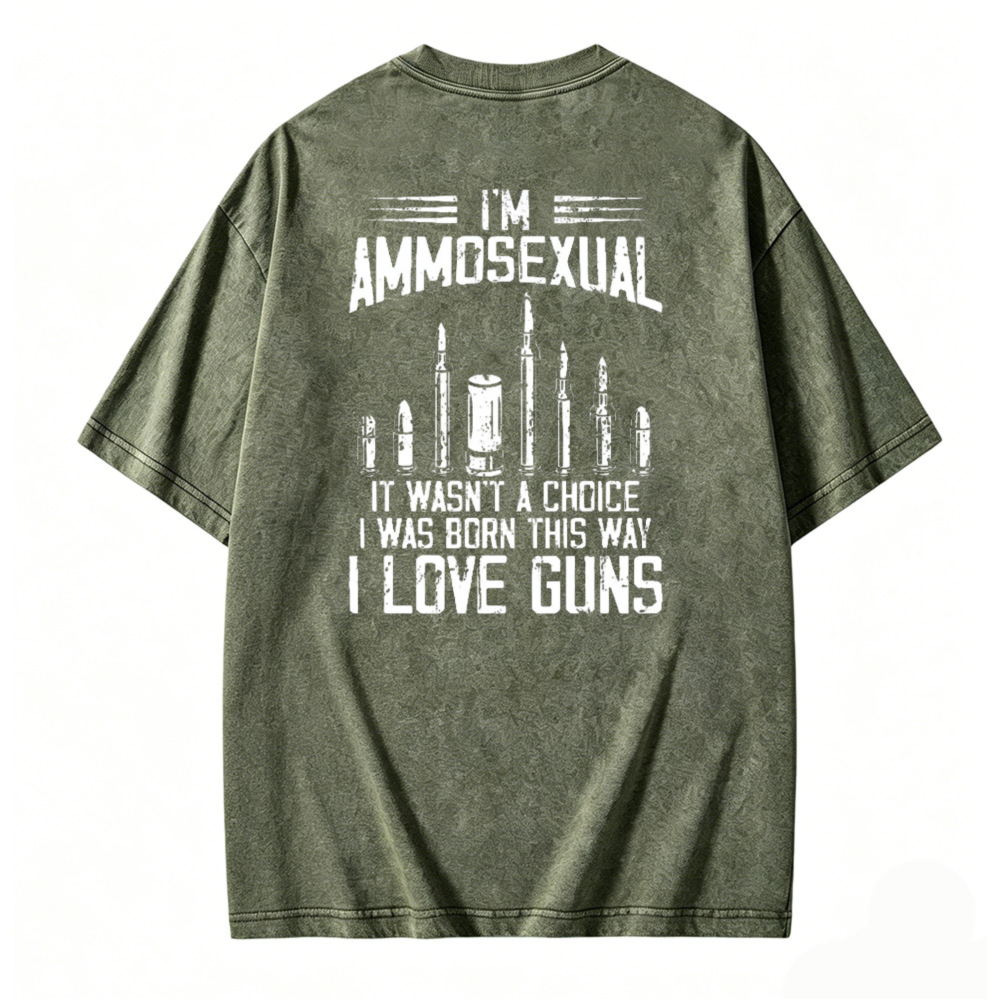 Ammosexual I Love Guns Bullet Graphic Washed T-shirt