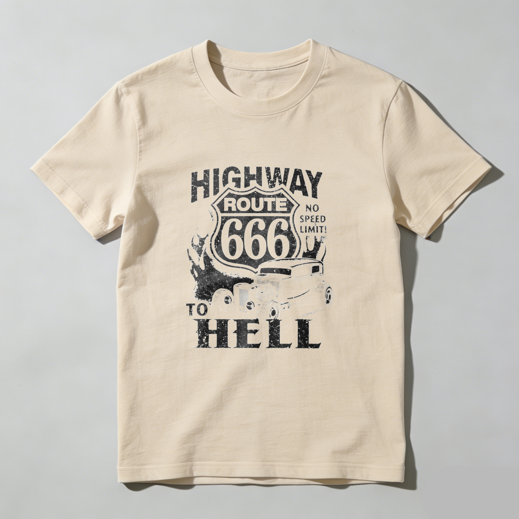 Highway Route 666 No Speed Limit To Hell Classic Car T Shirt