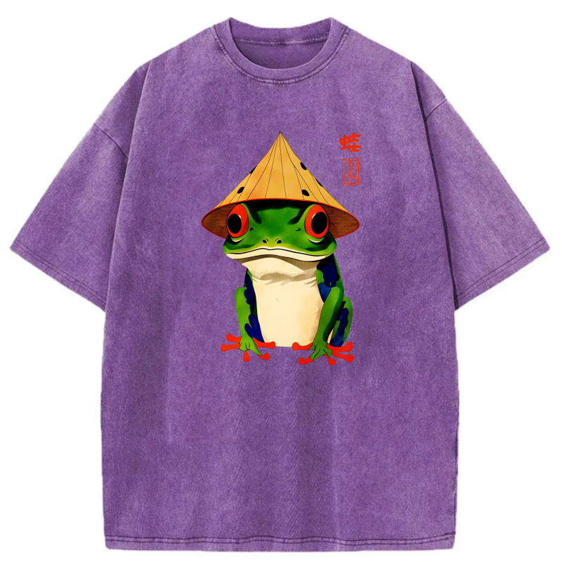 Frog Wearing Conical Hat With Red Eyes tshirt 100% cotton