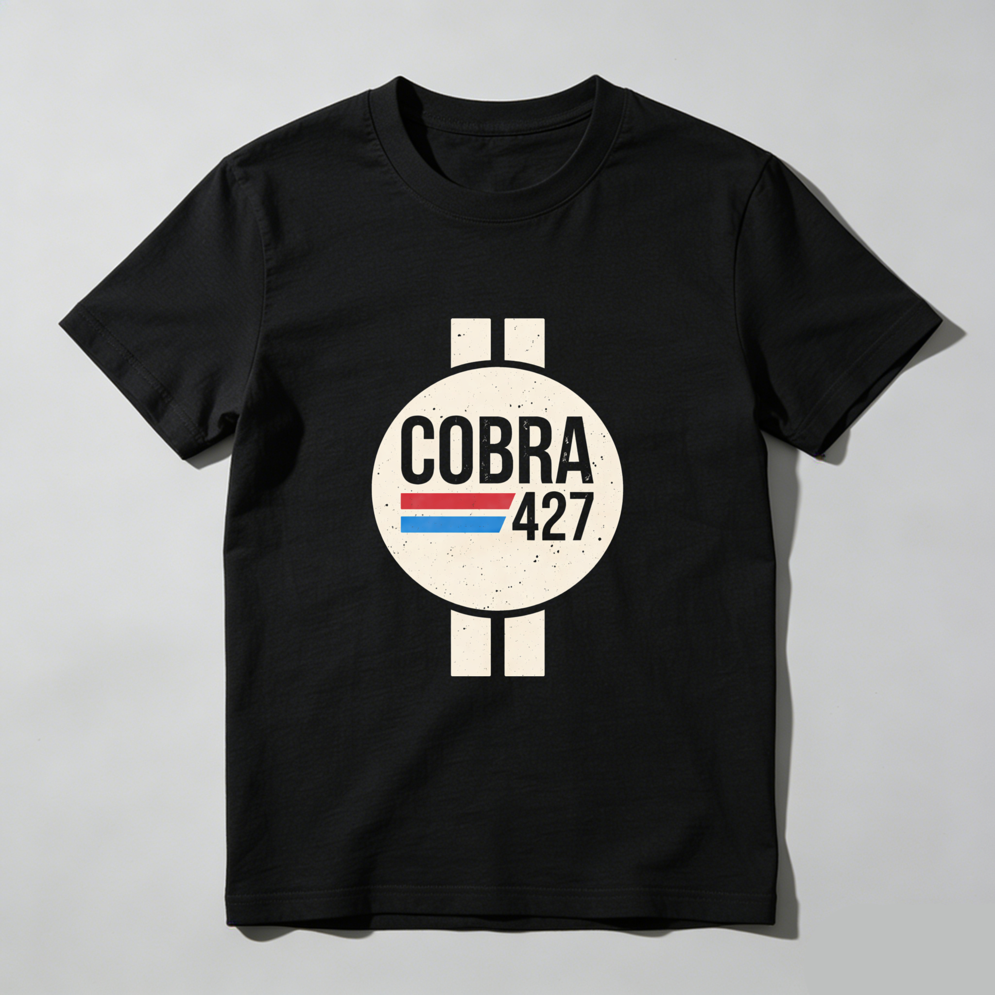 Cobra 427 Classic Car Logo T Shirt Black Vintage Automotive Design Men's Tee