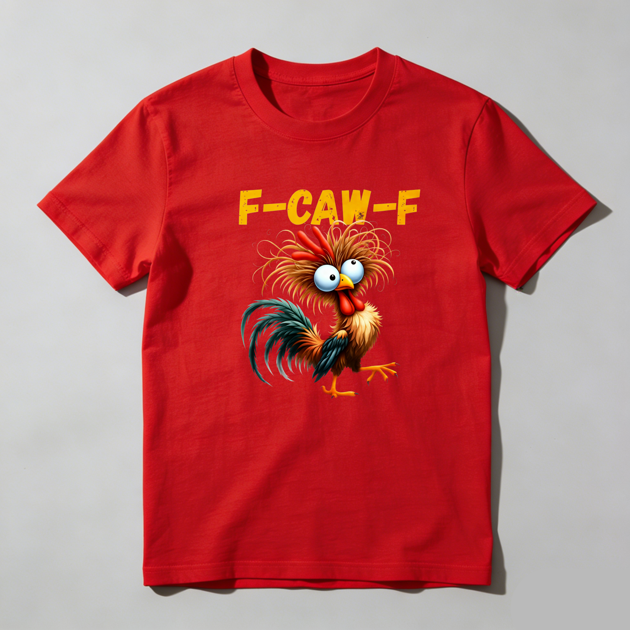 TEECURENT Funny Rooster F Caw F Pure Cotton Short Sleeve T Shirt-TeeCurent
