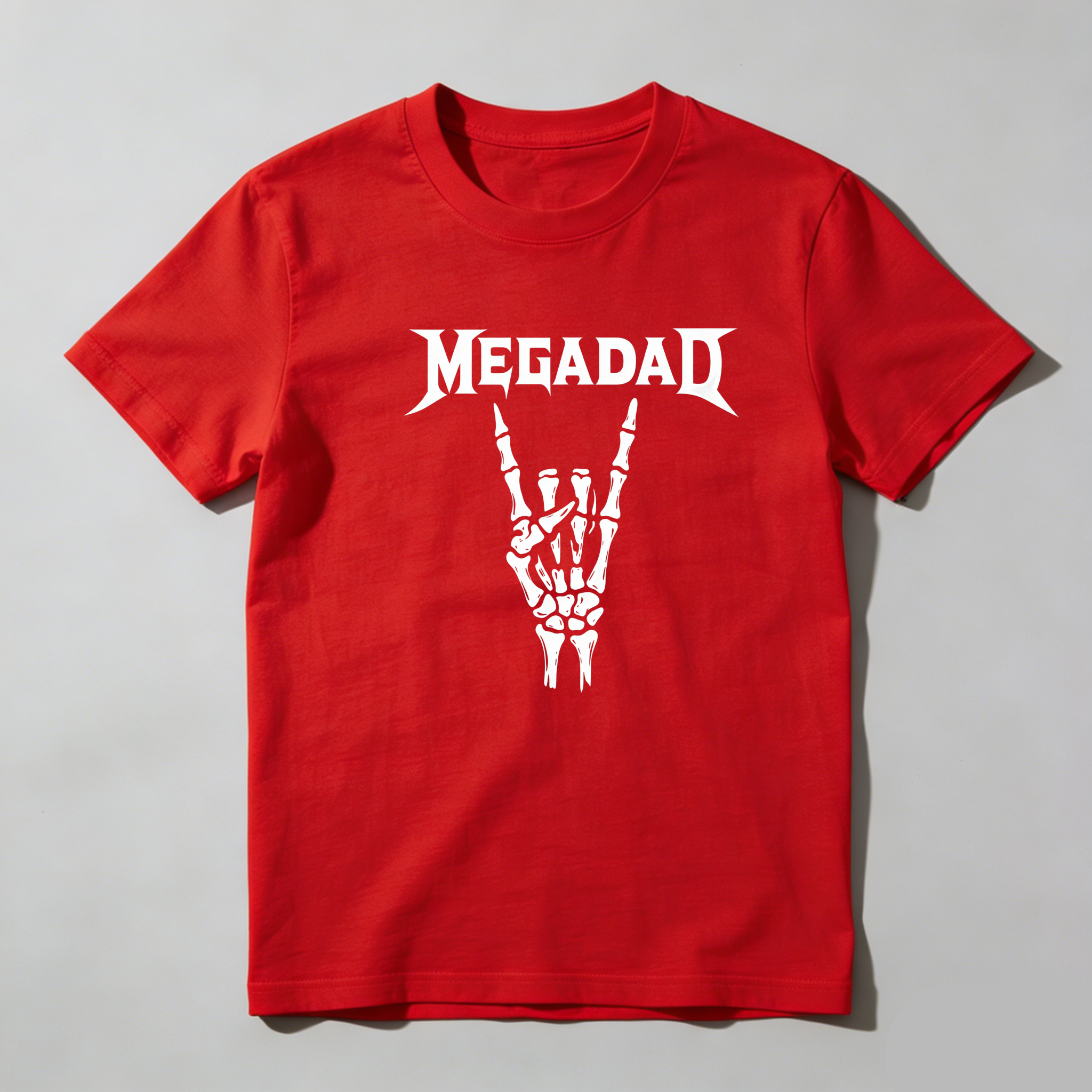 TEECURENT Megadeth Logo Skeleton Hand Pure Cotton Short Sleeve T Shirt-TeeCurent
