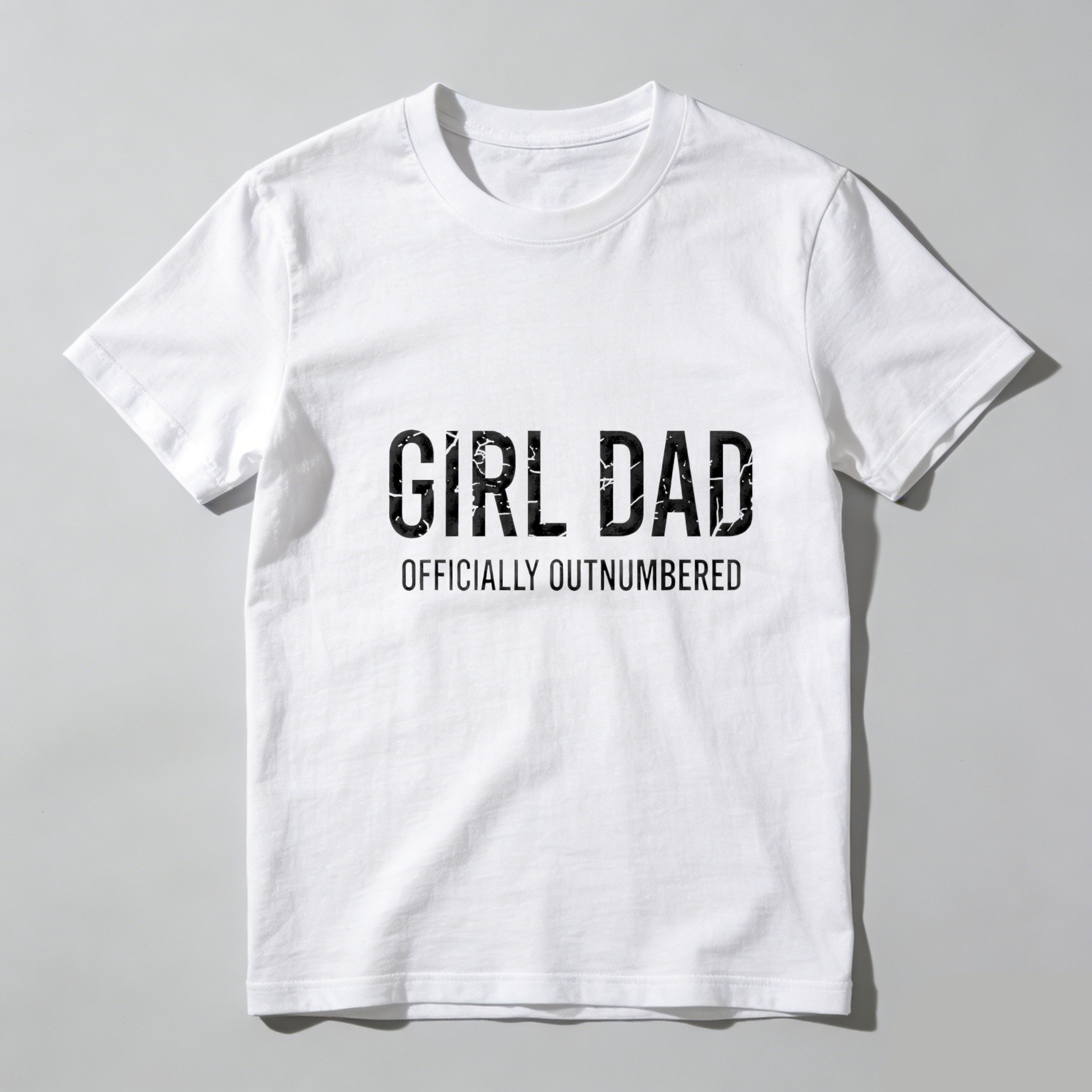 TEECURENT Girl Dad Officially Outnumbered Pure Cotton Short Sleeve T Shirt-TeeCurent