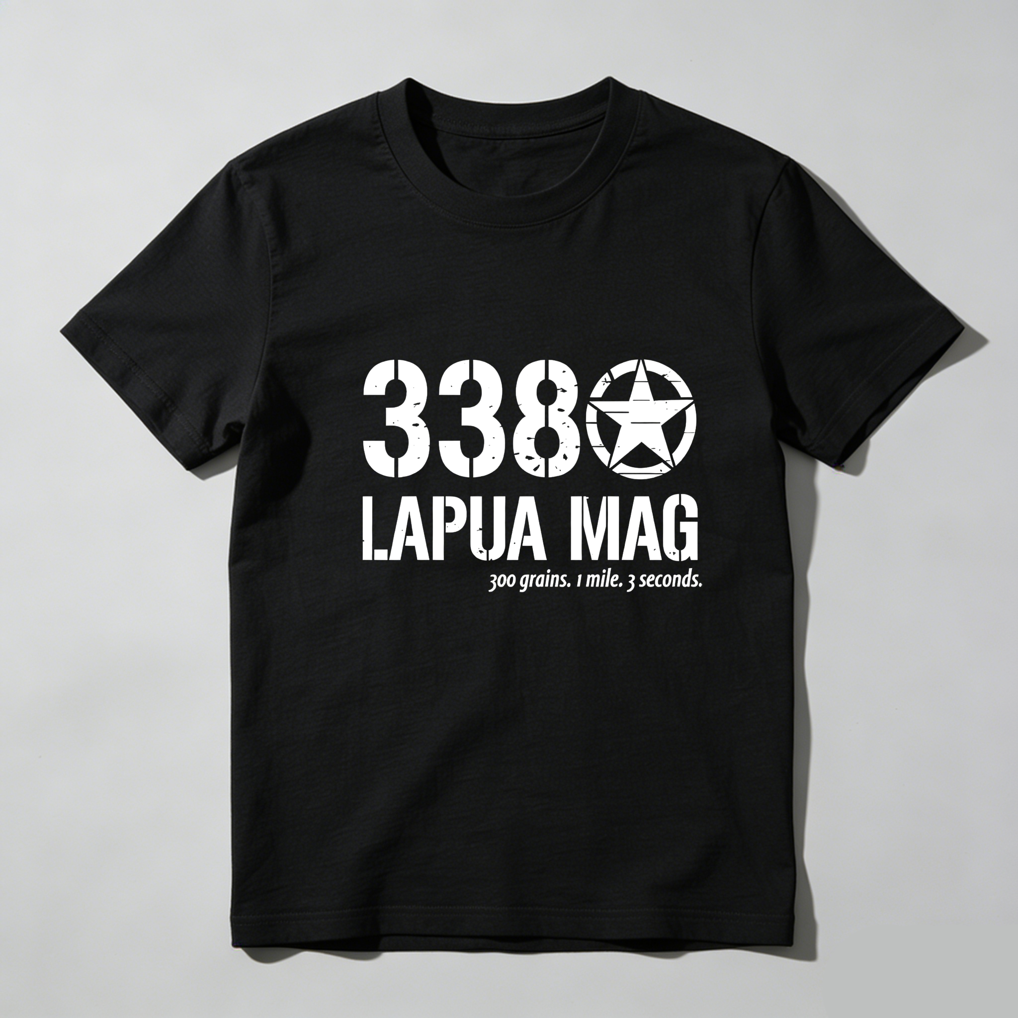 TEECURENT 338 Lapua Mag 300 Grains 1 Mile 3 Seconds Pure Cotton Short Sleeve T Shirt-TeeCurent