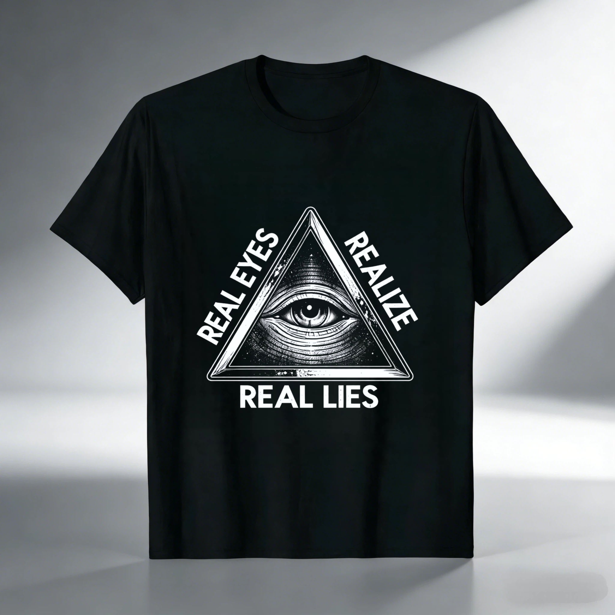 TEECURENT  Real Eyes Realize Real Lies Pyramid Eye Symbol(6) TEECURENT