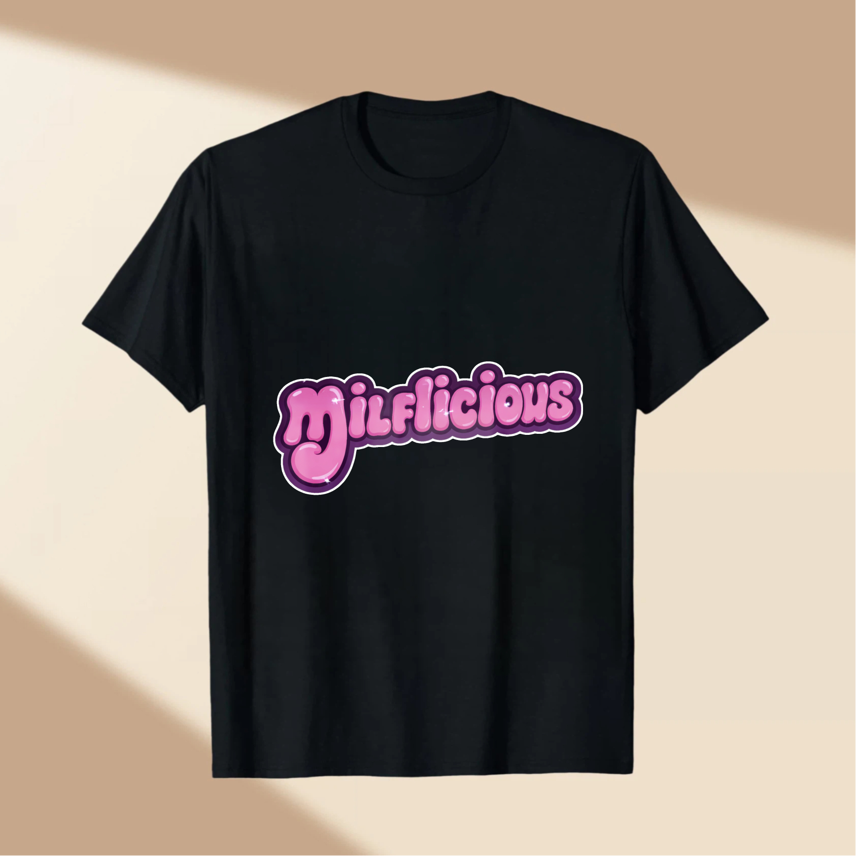 TEECURENT Milklicious Pink Text Design Black T Shirt For Women And Men Fashion Casual Wear WOMEN