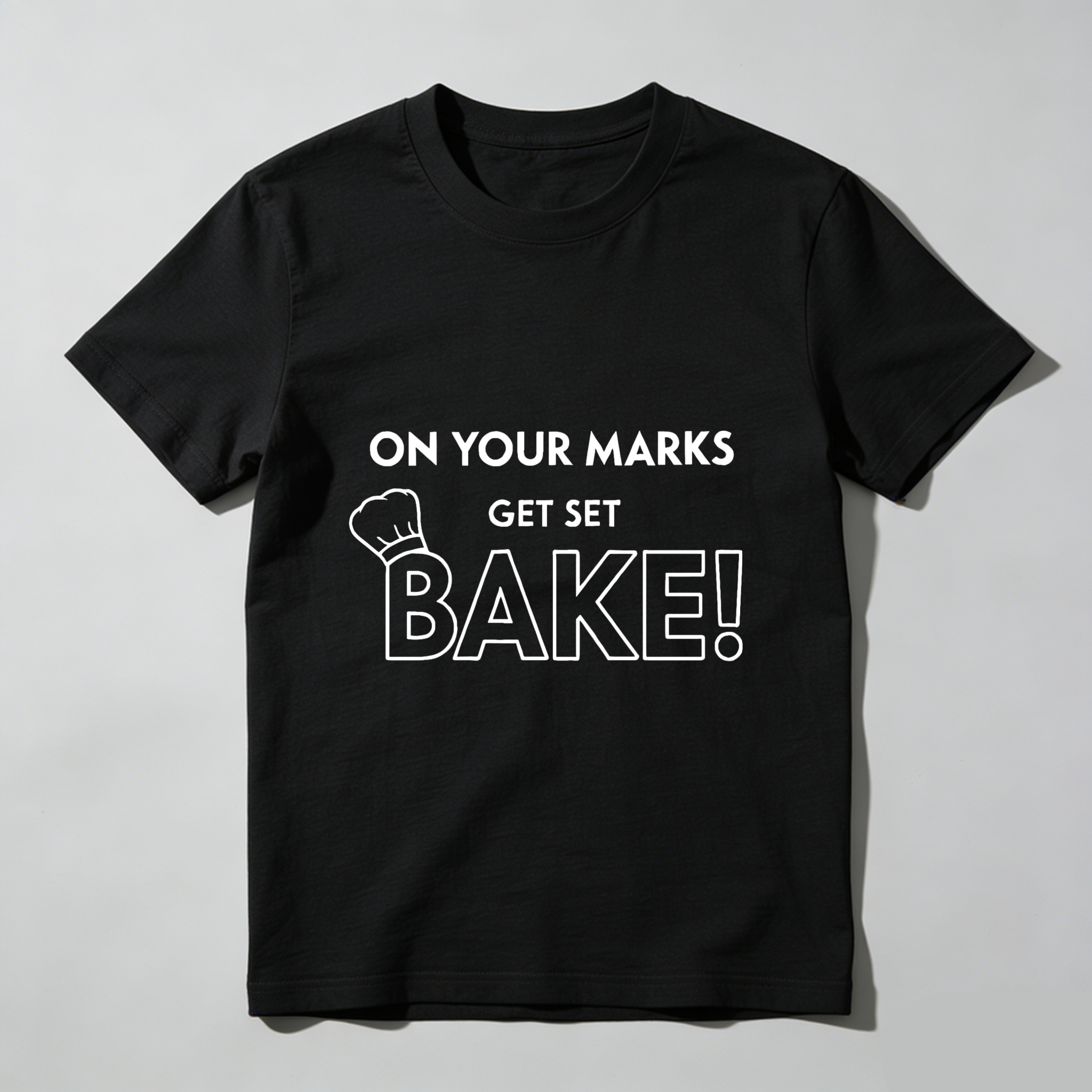 TEECURENT On Your Marks Get Set Bake Chef Hat T-Shirt Baking Cooking Kitchen Gift For Baker Fun Food Lover Apparel