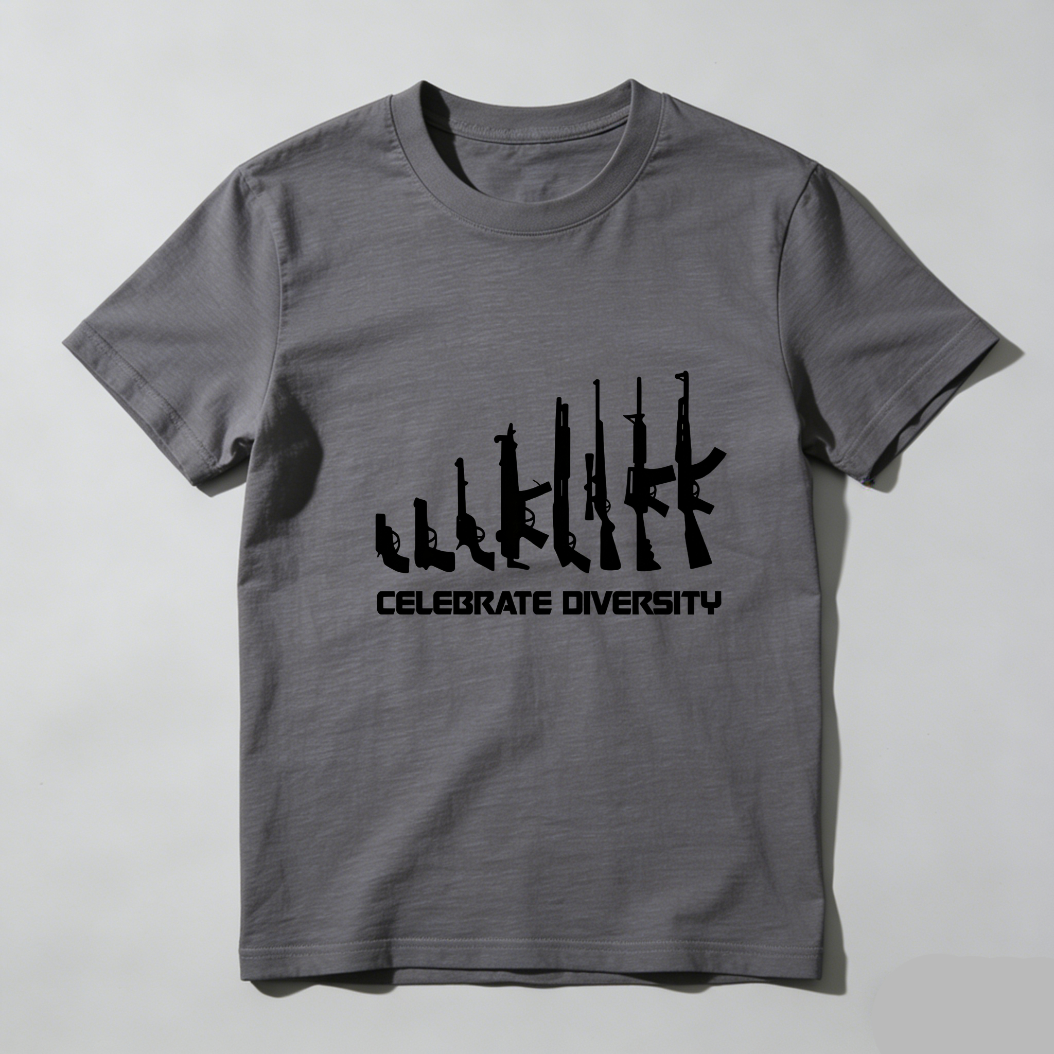 TEECURENT Celebrate Diversity Gun Silhouettes Pure Cotton Short Sleeve T Shirt-TeeCurent
