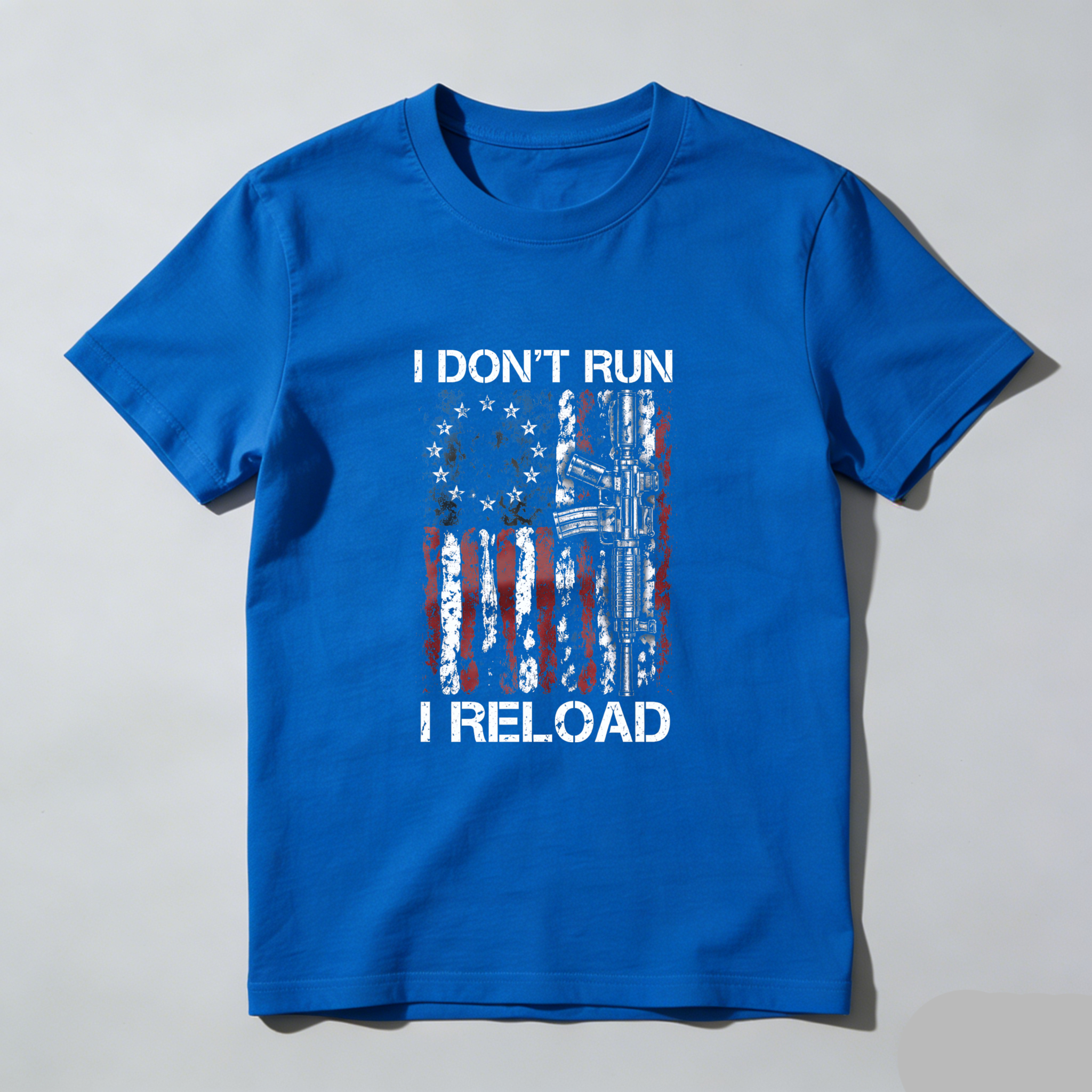 TEECURENT I Dont Run I Reload American Flag Gun T Shirt