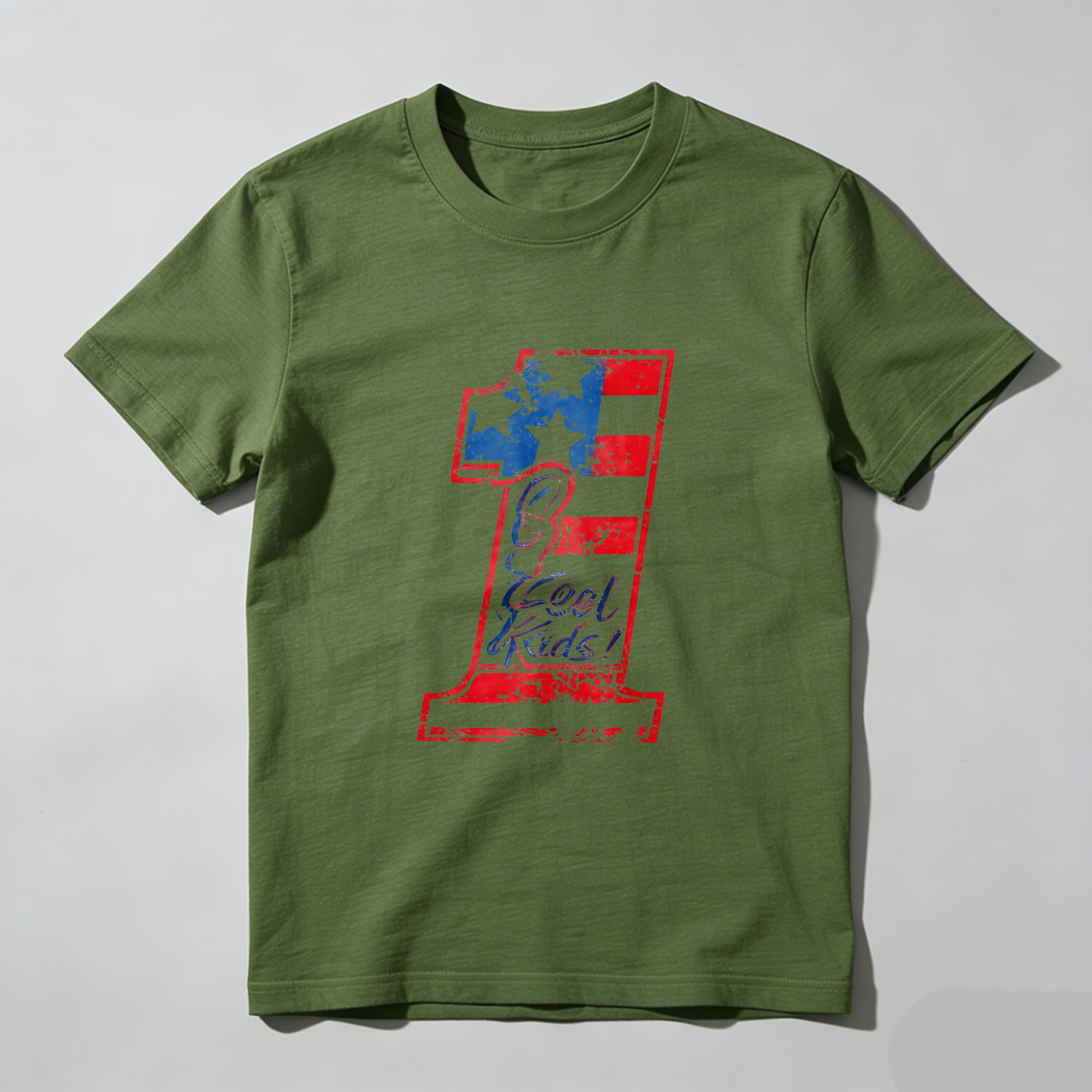 Cool Kids Number One American Flag Design T Shirt Made In Usa