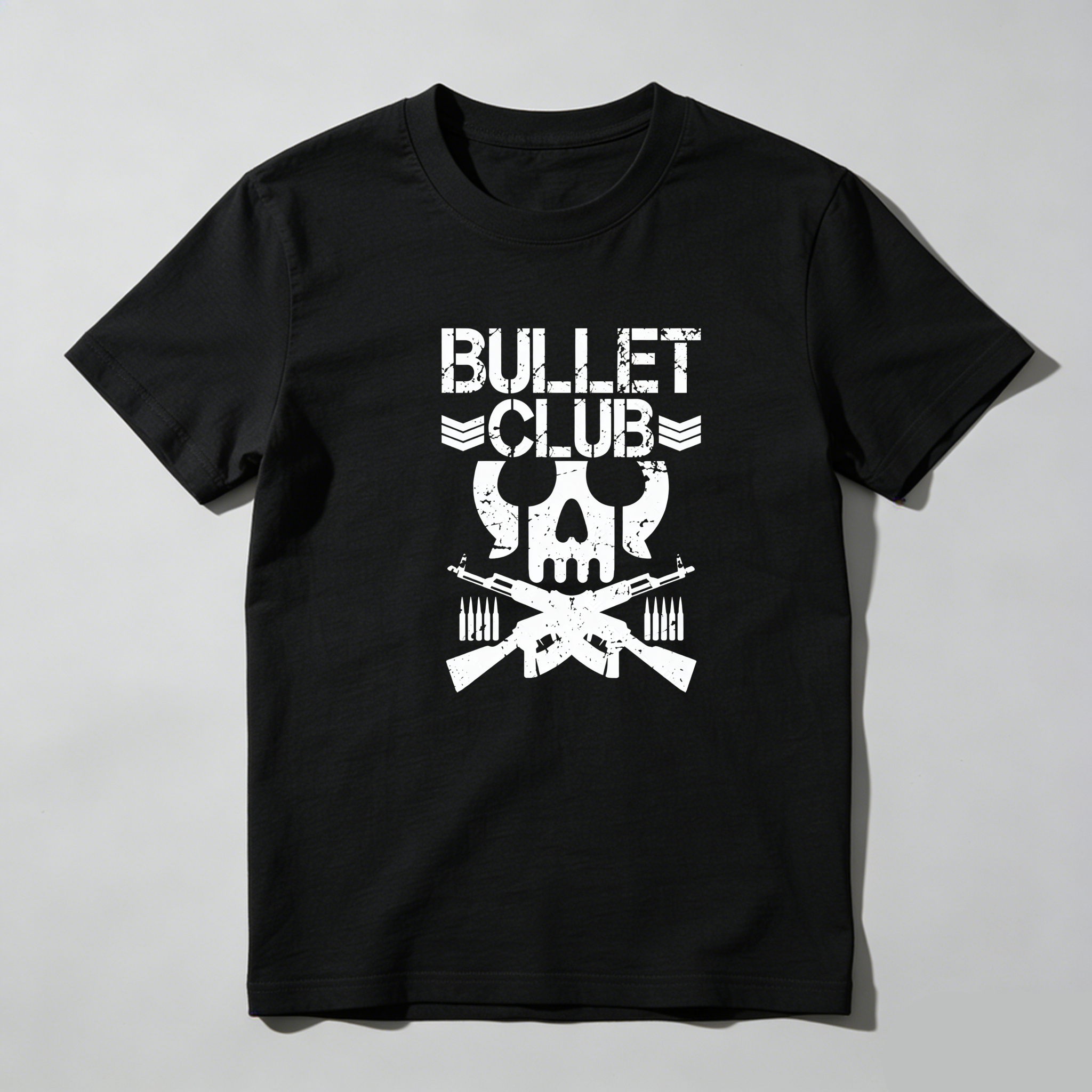 TEECURENT Bullet Club Skull And Guns Pure Cotton Short Sleeve T Shirt-TeeCurent