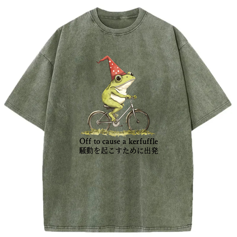 Frog Riding Bike With Party Hat tshirt 100% cotton
