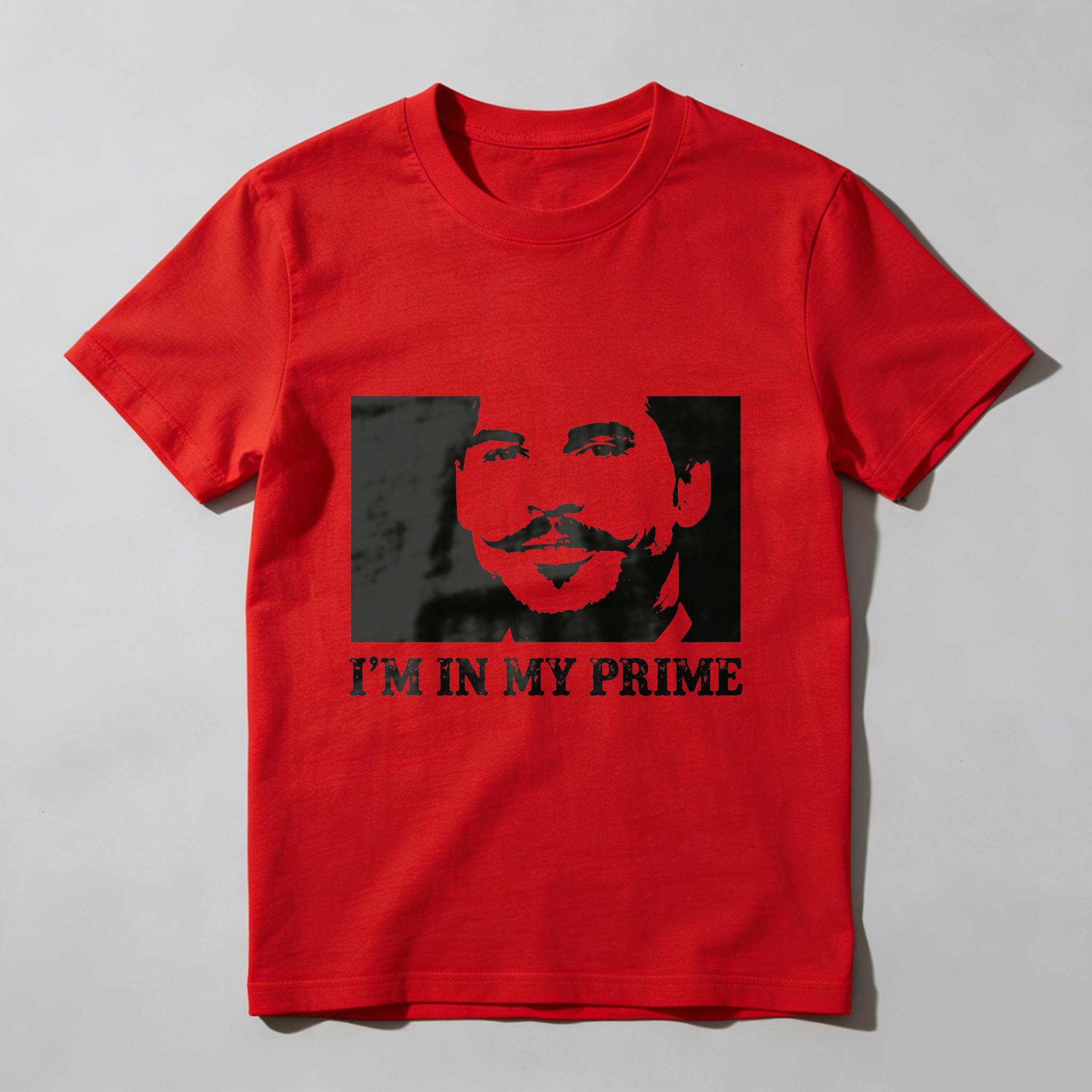 TEECURENT I M In My Prime T Shirt With Mustache Man Face Design Black Graphic Tee