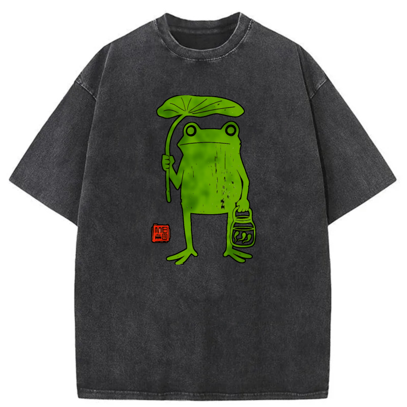 Frog Holding Umbrella And Lantern tshirt 100% cotton