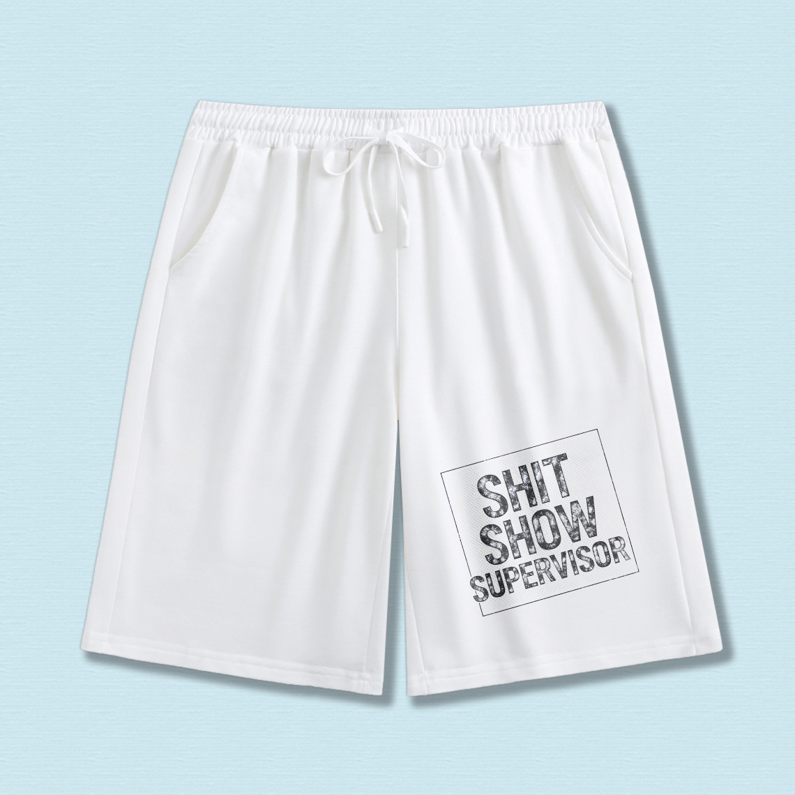 TEECURENT Shit Show Supervisor Mens Shorts Black Cotton Drawstring Athletic Shorts For Men Casual Workout Shorts With Humor Design