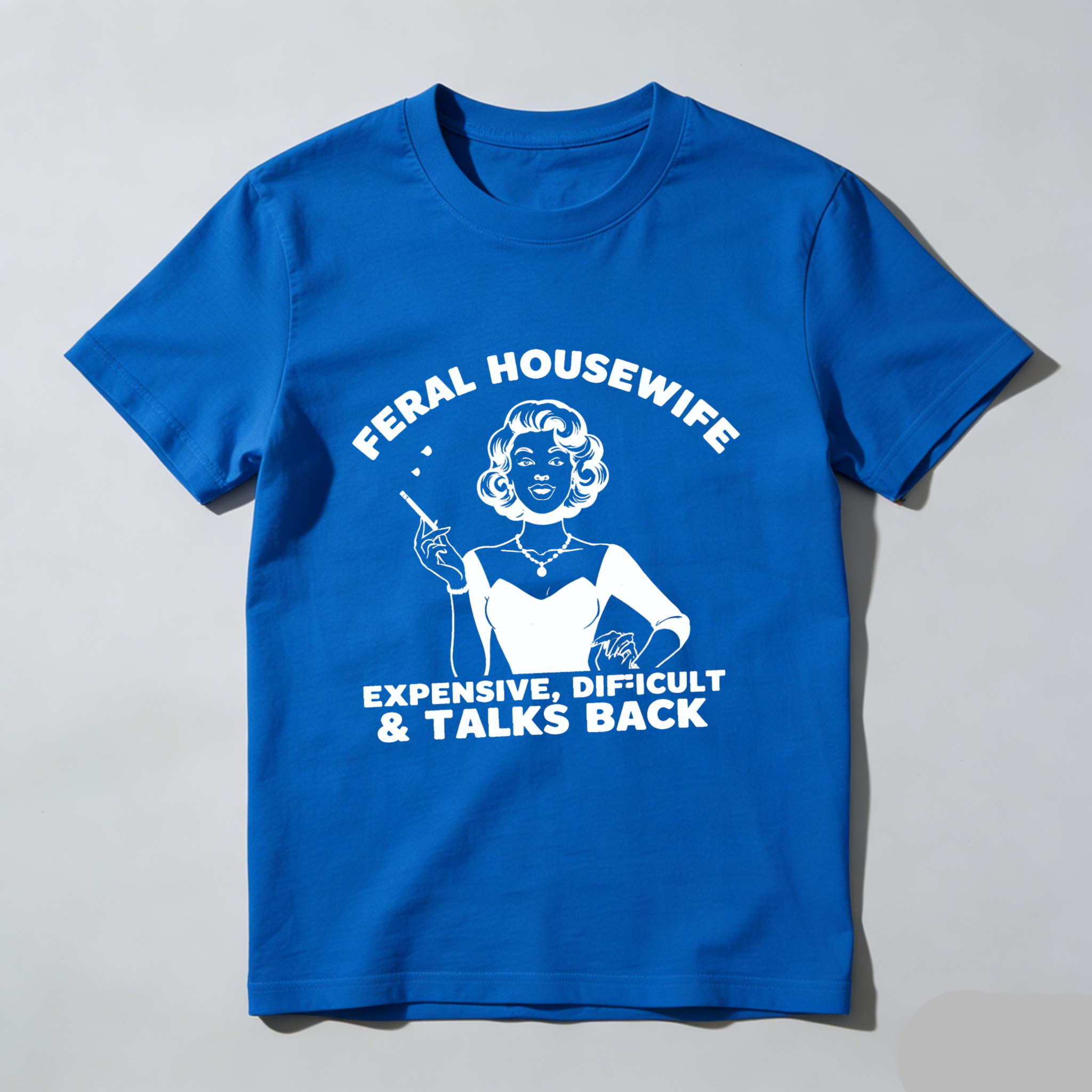 TEECURENT Feral Housewife Expensive Difficult And Talks Back Vintage Style T Shirt For Women And Men Retro Humor Graphic Tee WOMEN