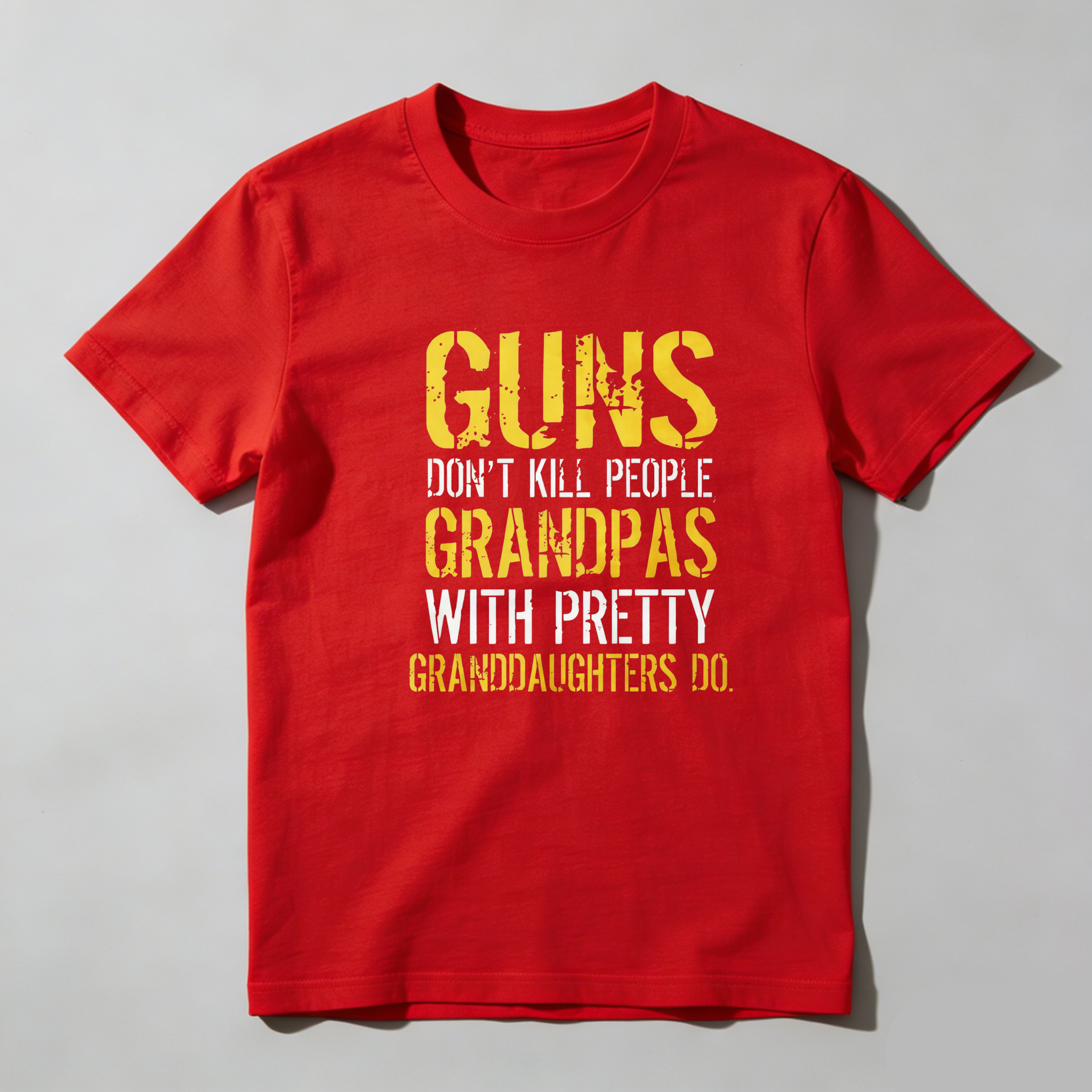 TEECURENT Guns Dont Kill People Grandpas With Pretty Granddaughters Do Pure Cotton Short Sleeve T Shirt-TeeCurent