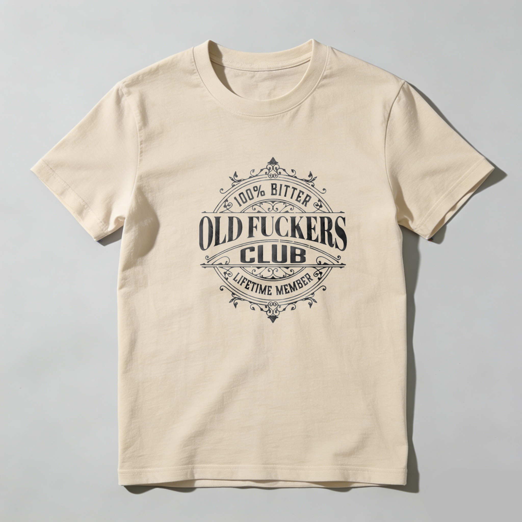 TEECURENT Old Fuckers Club Bitter Lifetime Member Pure Cotton Short Sleeve T Shirt-TeeCurent