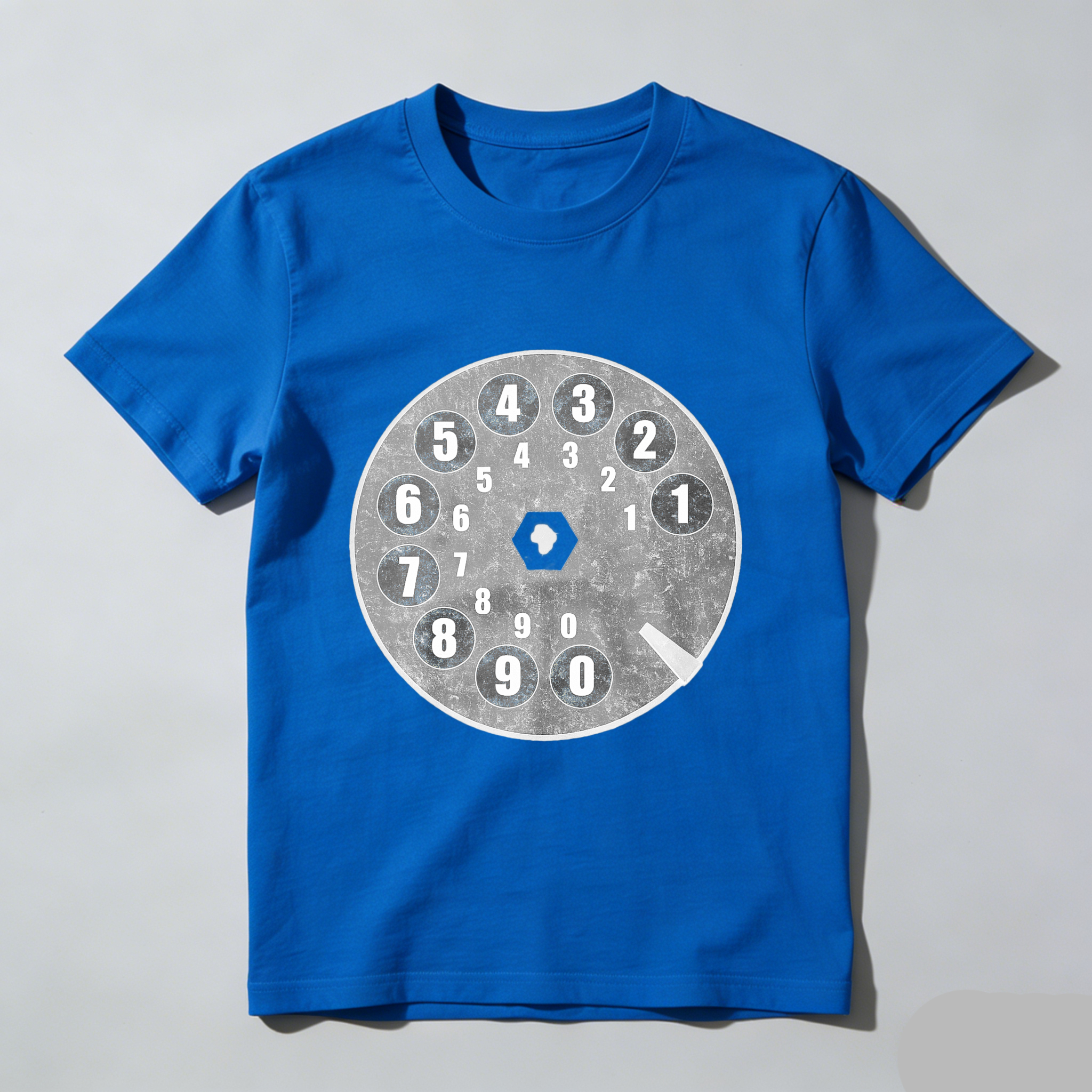 Retro Telephone Dial Design Black T Shirt Made In Usa
