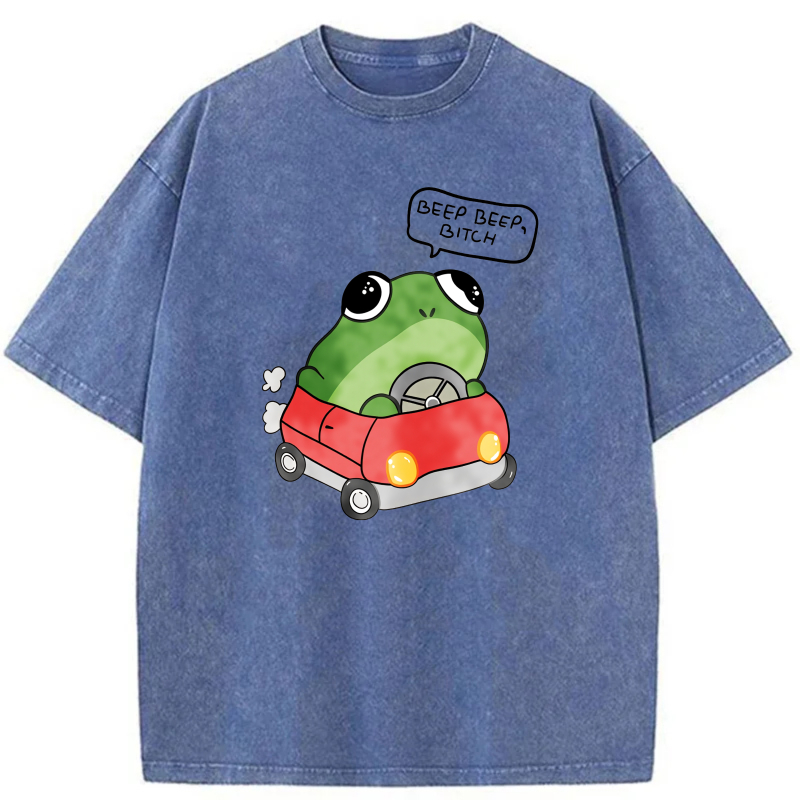 Frog Driving Red Car Beep Beep  tshirt 100% cotton