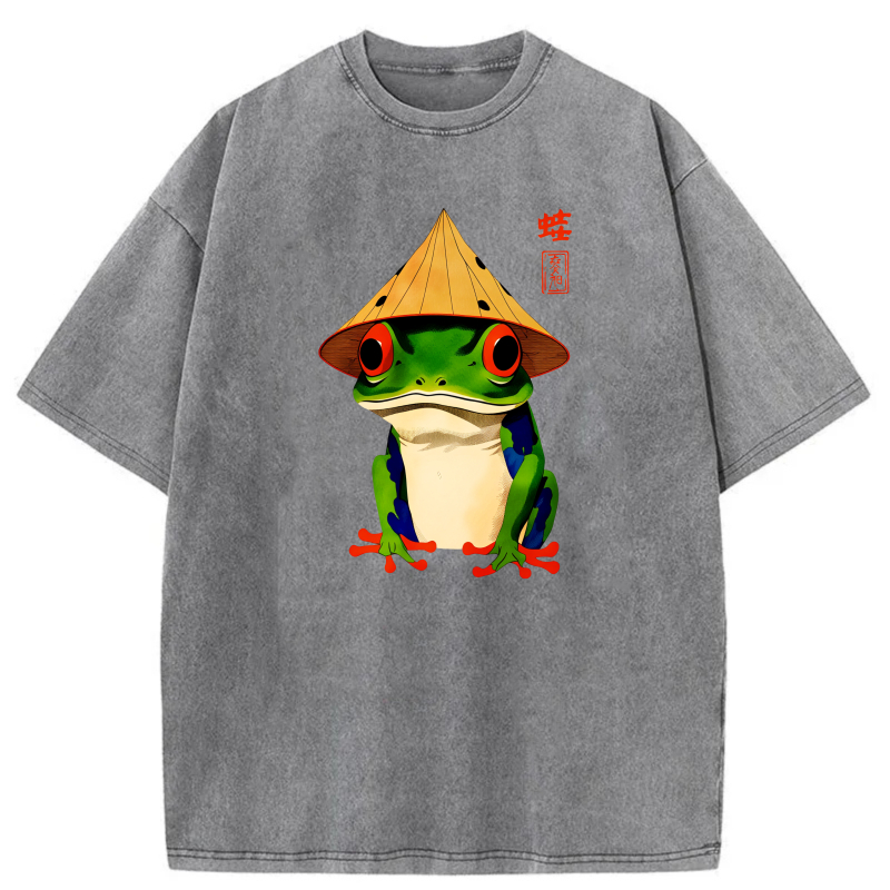 Frog Wearing Conical Hat With Red Eyes tshirt 100% cotton