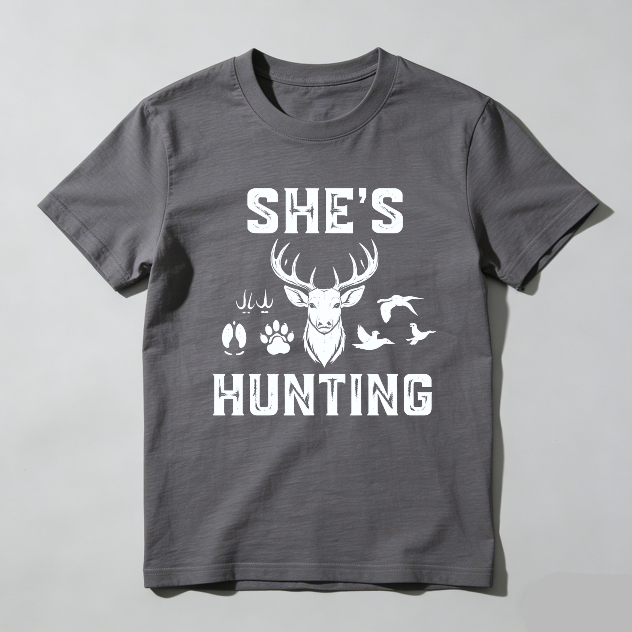 TEECURENT Shes Hunting Deer Hunting Shirt Women Outdoor Adventure Gear Hunting Lover T-Shirt-TeeCurent