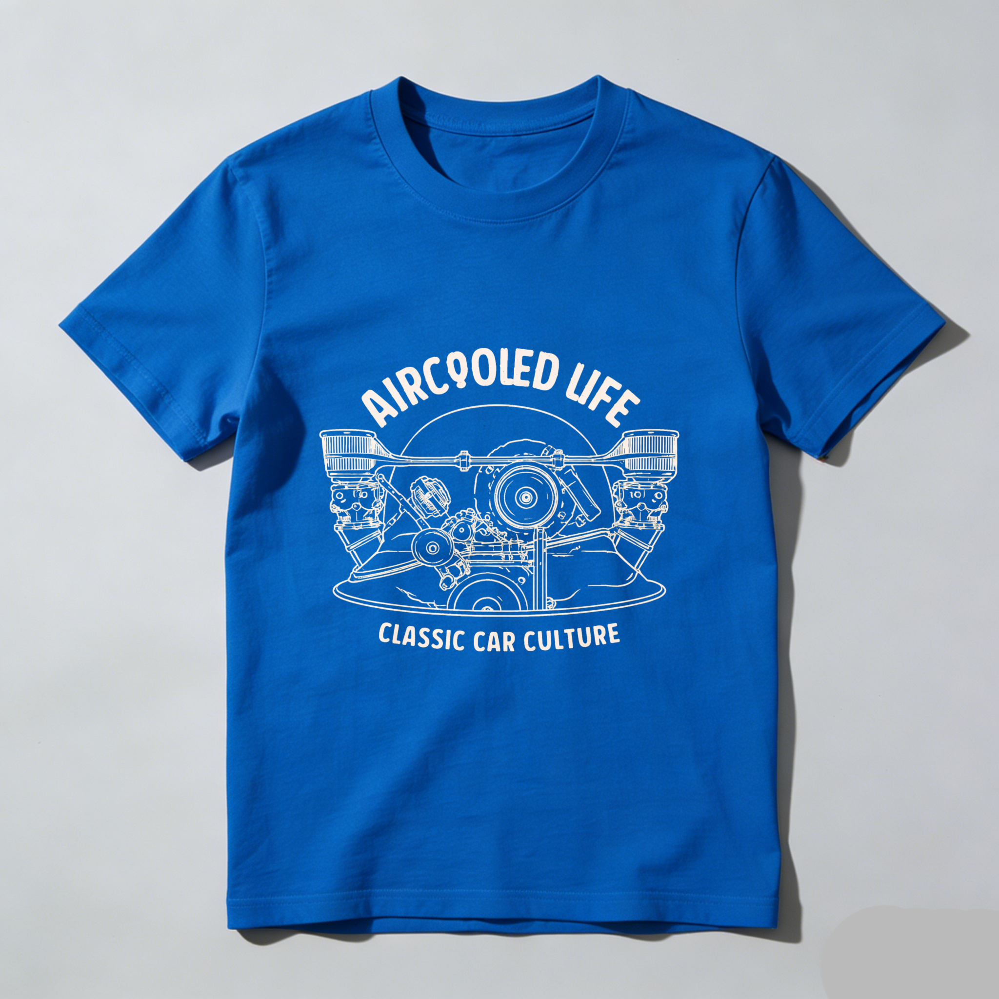 Aircooled Life Classic Car Culture T Shirt Vintage Automotive Engine Design Black Cotton Men's Tee