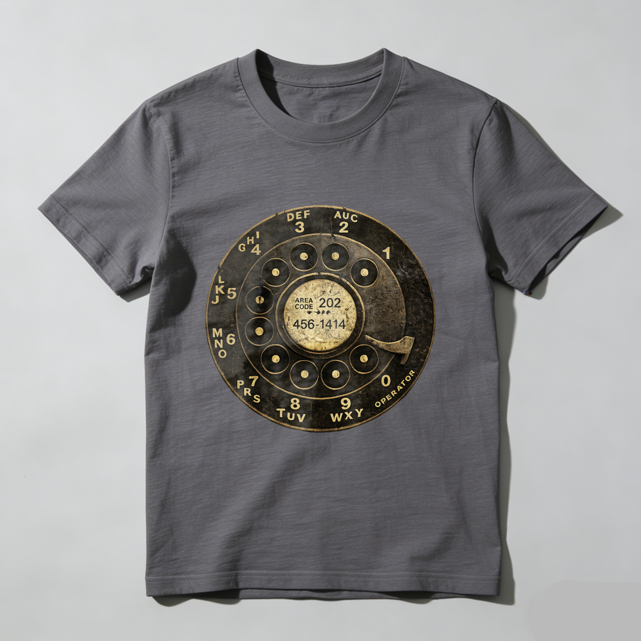 Vintage Rotary Phone Dial Design T-Shirt Made In Usa Classic Retro Telephone Graphic Black Cotton Shirt Unisex Casual Wear
