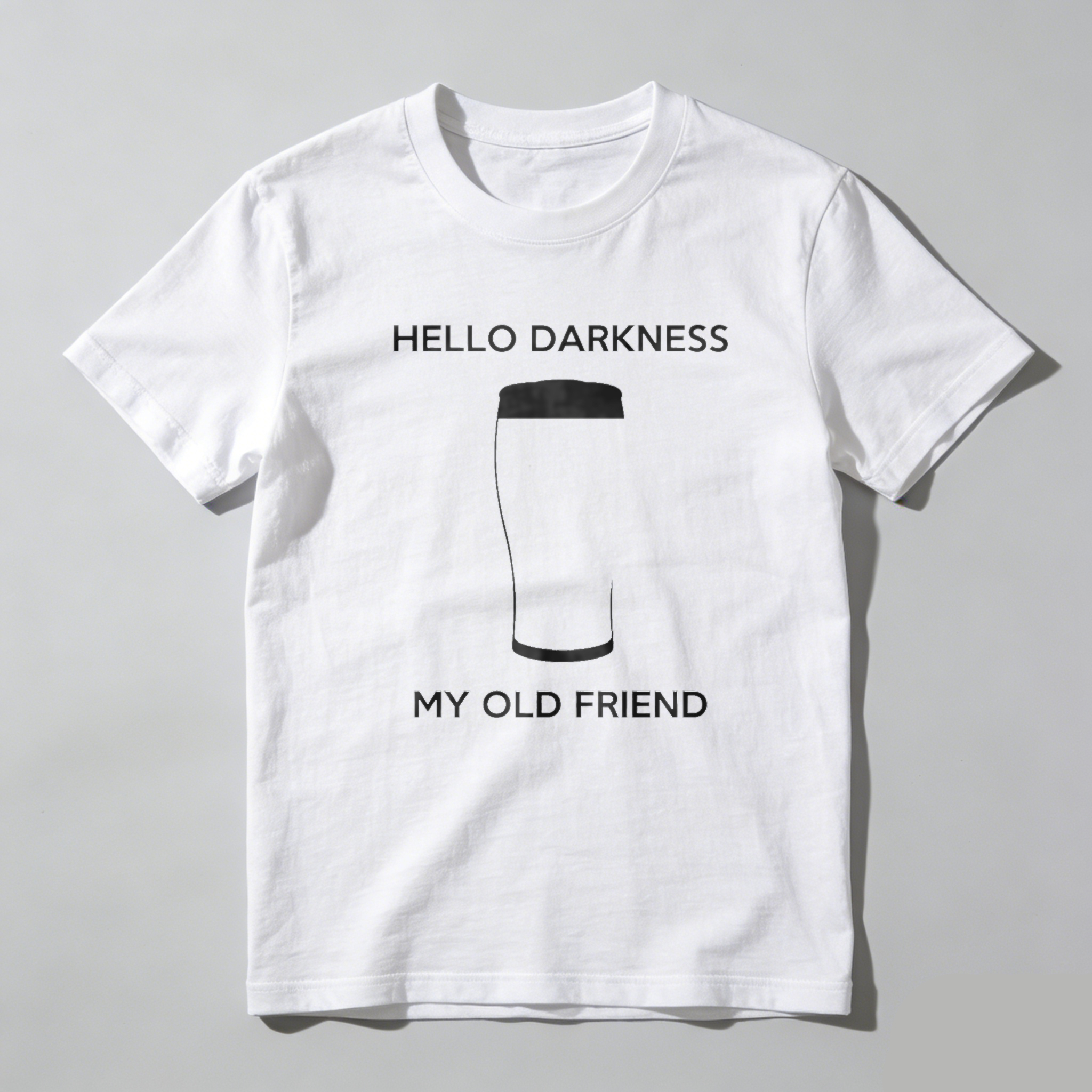 TEECURENTHello Darkness My Old Friend Beer Glass T Shirt Black Humor Funny Quote Men Women Casual Top-TeeCurent