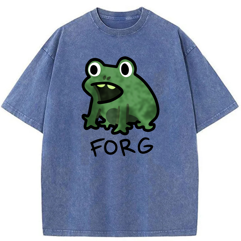 Frog With White Outline And Text Forg tshirt 100% cotton