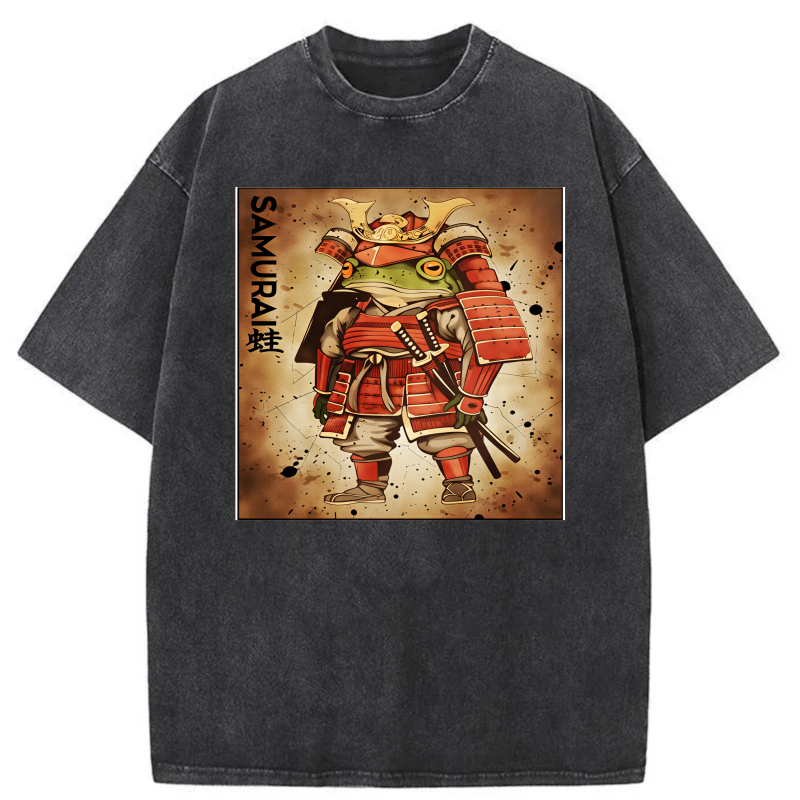 Samurai Frog In Red Armor With Sword tshirt 100% cotton