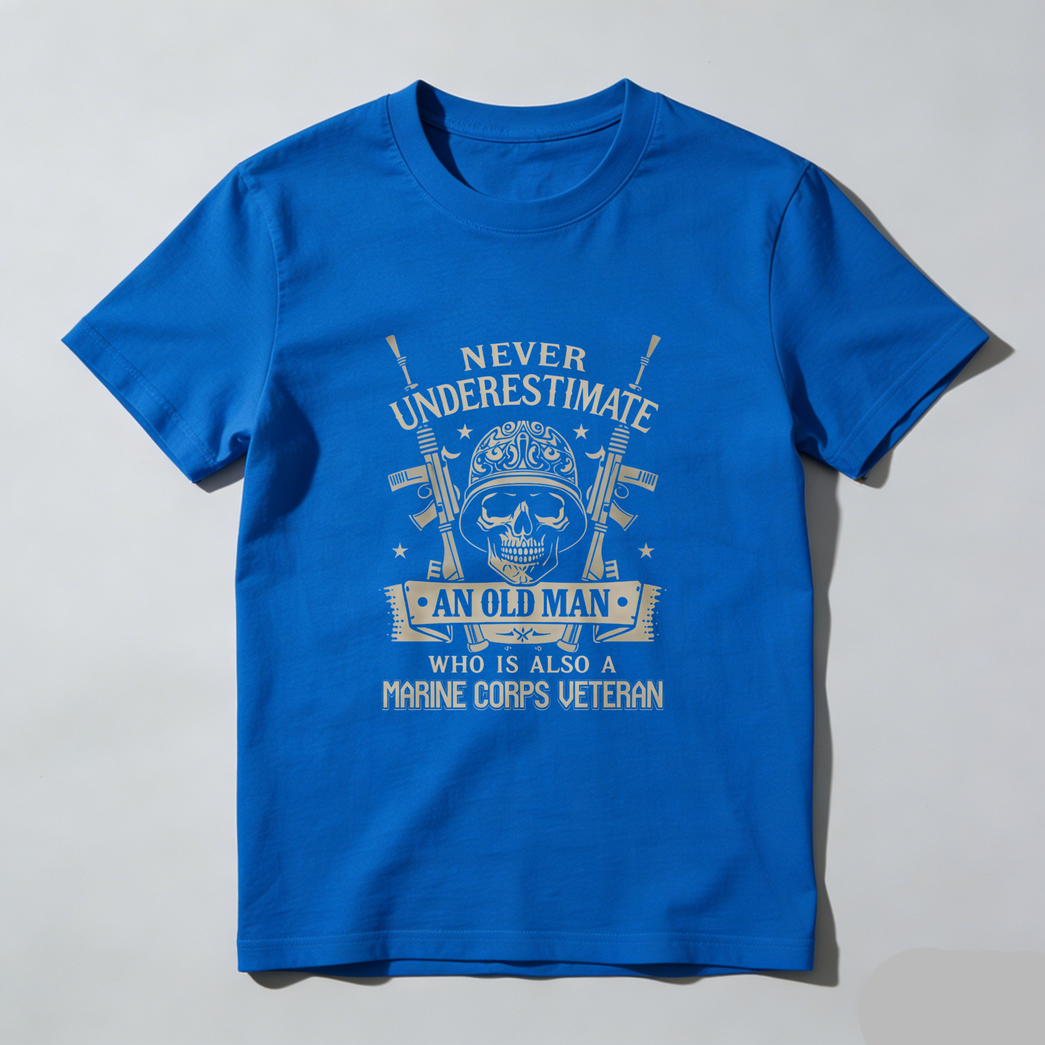 TEECURENT T-SHIRT  Never Underestimate An Old Man Who Is Also A Marine Corps Veteran