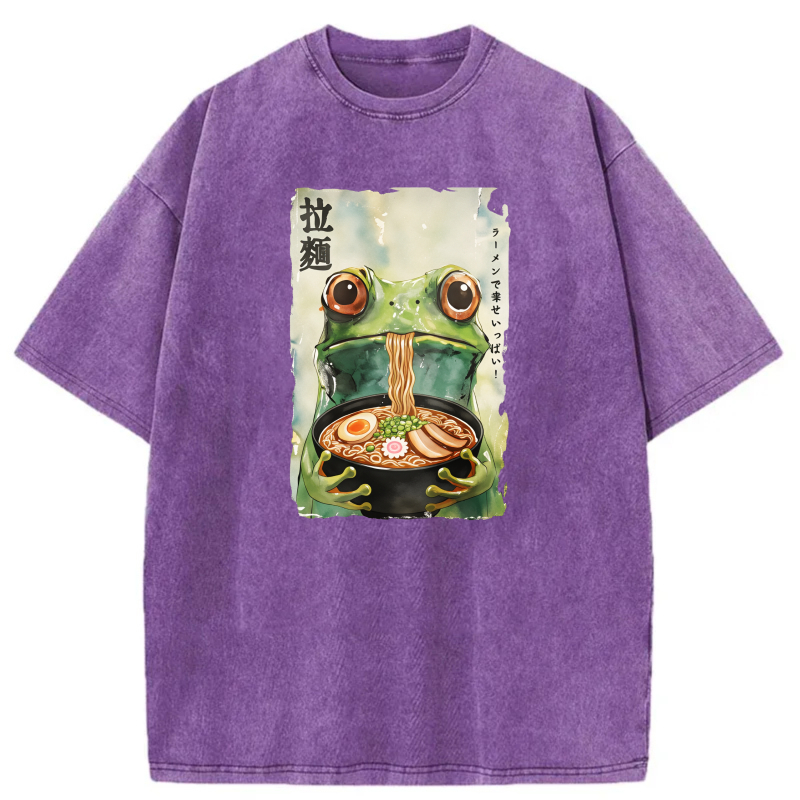 Frog Eating Ramen With Noodles And Egg tshirt 100% cotton