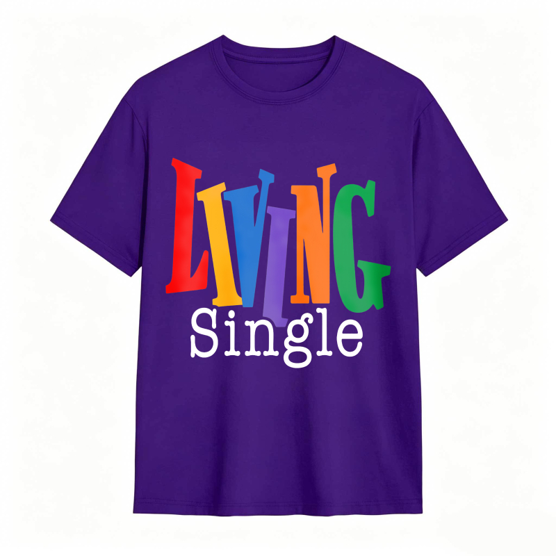 Living Single Bright Colored Lettering Graphic Cotton T-Shirt