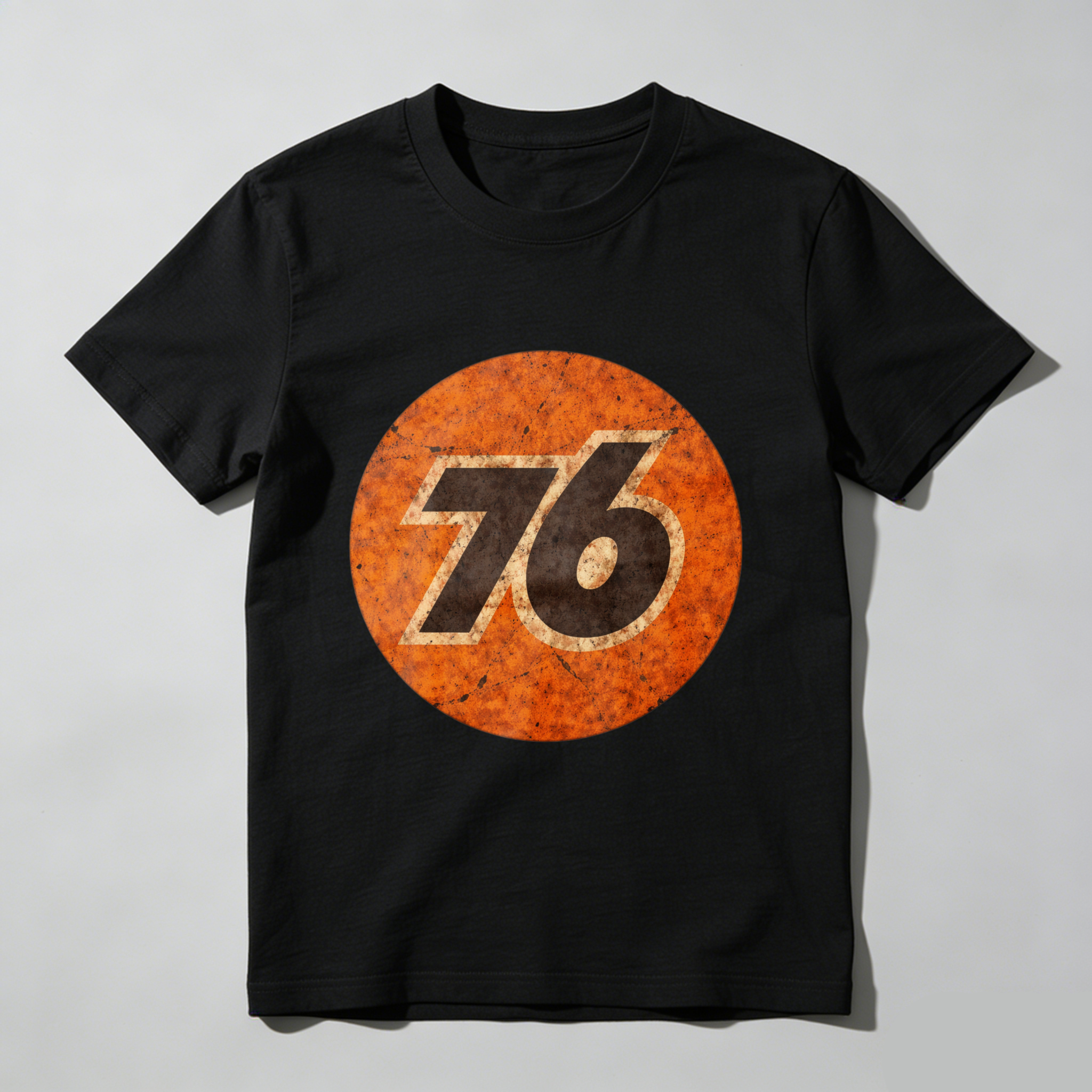 76 Logo Vintage Style Black T Shirt