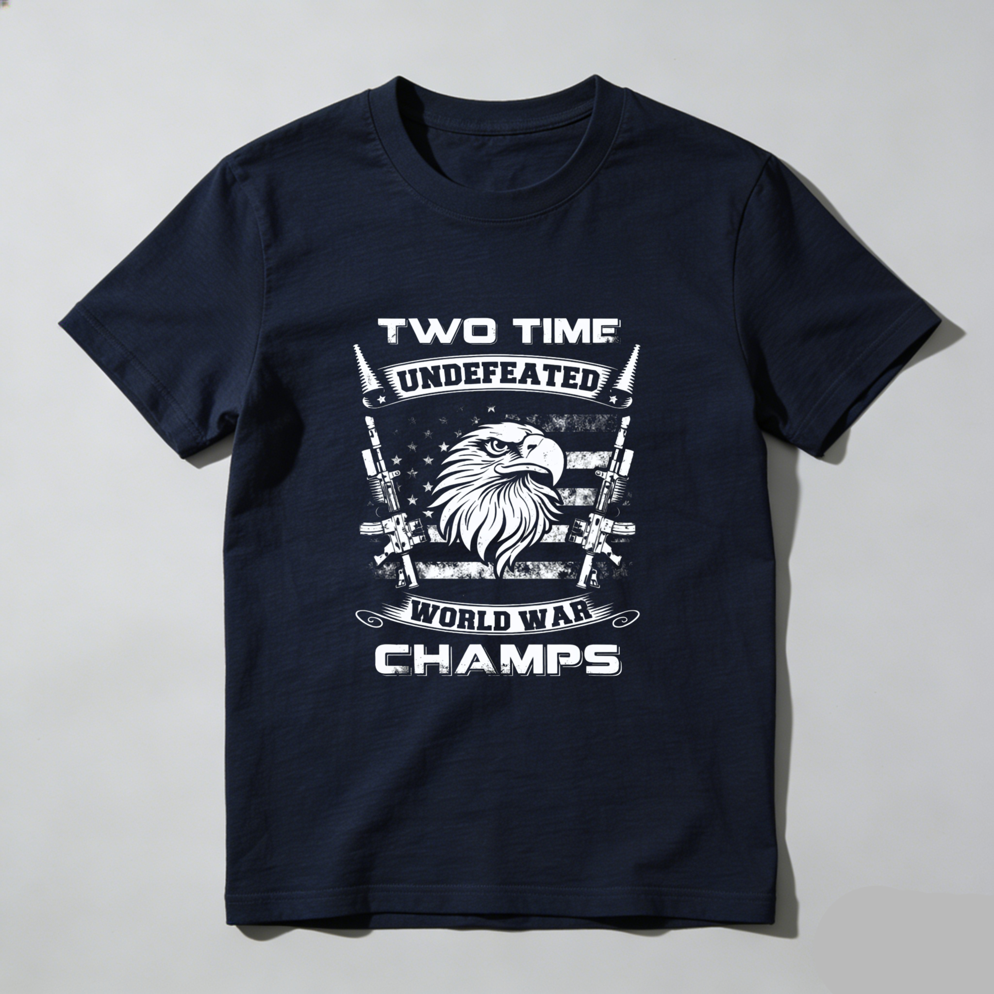 TEECURENT Two Time Undefeated World War Champs Eagle Patriotic T Shirt