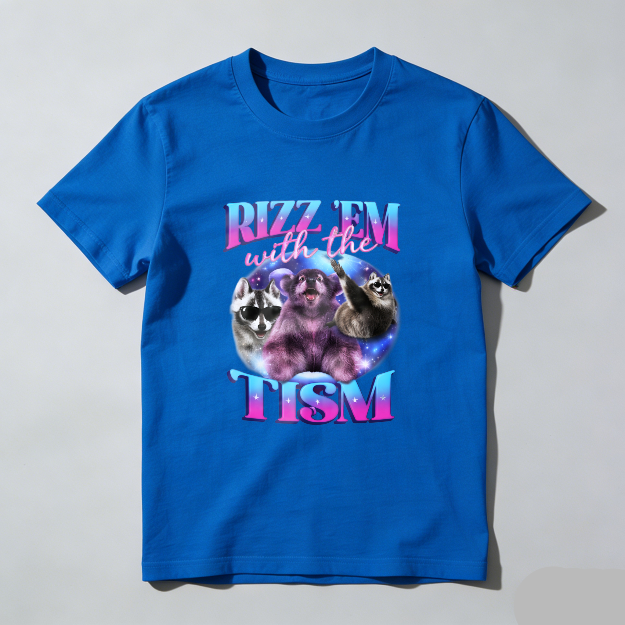 Rizz Em With The Tism Funny Animal Shirt Galaxy Design Black T-Shirt