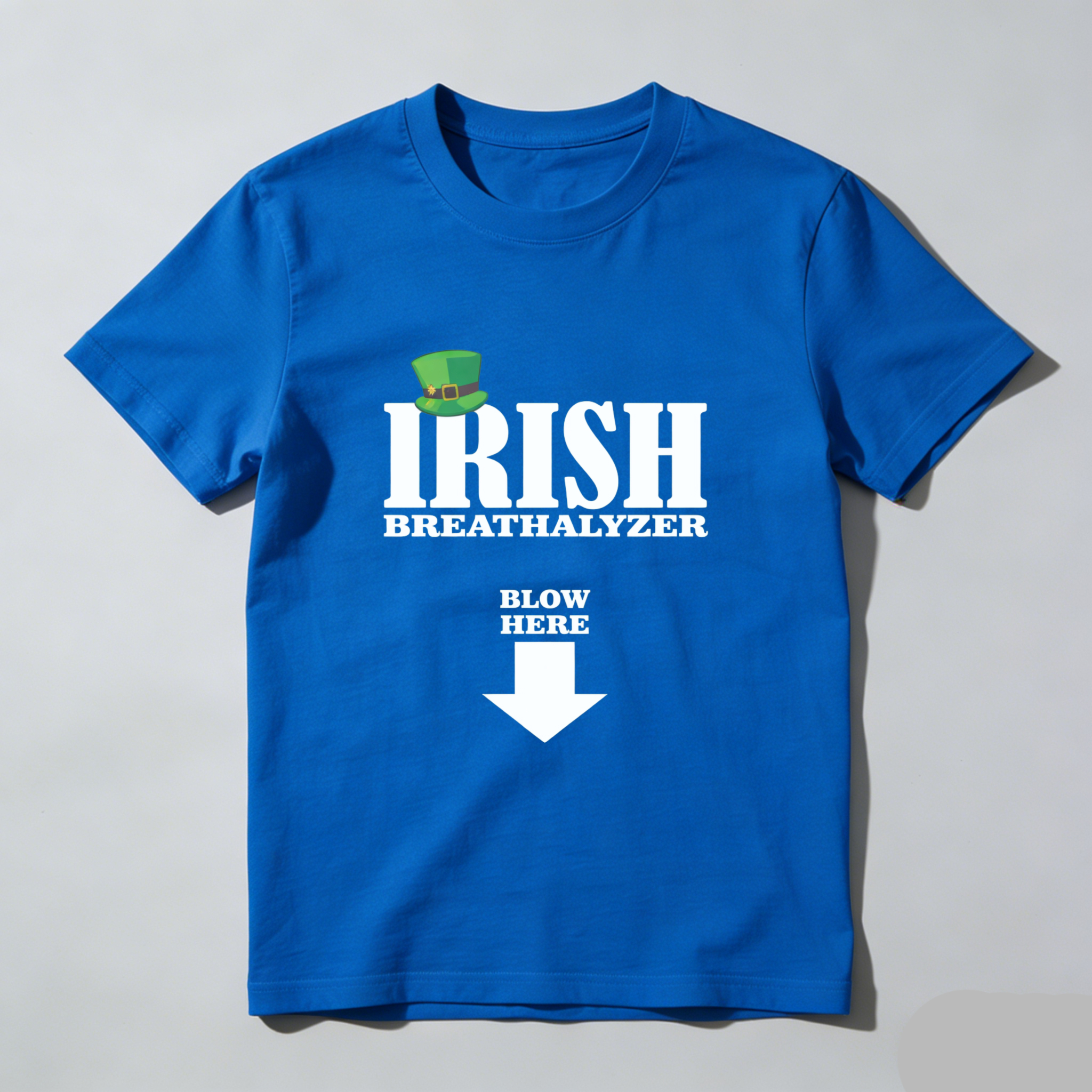 TEECURENT Irish Breathalyzer T-Shirt Blow Here St Patrick's Day Funny Shirt Men Women Unisex Casual Wear