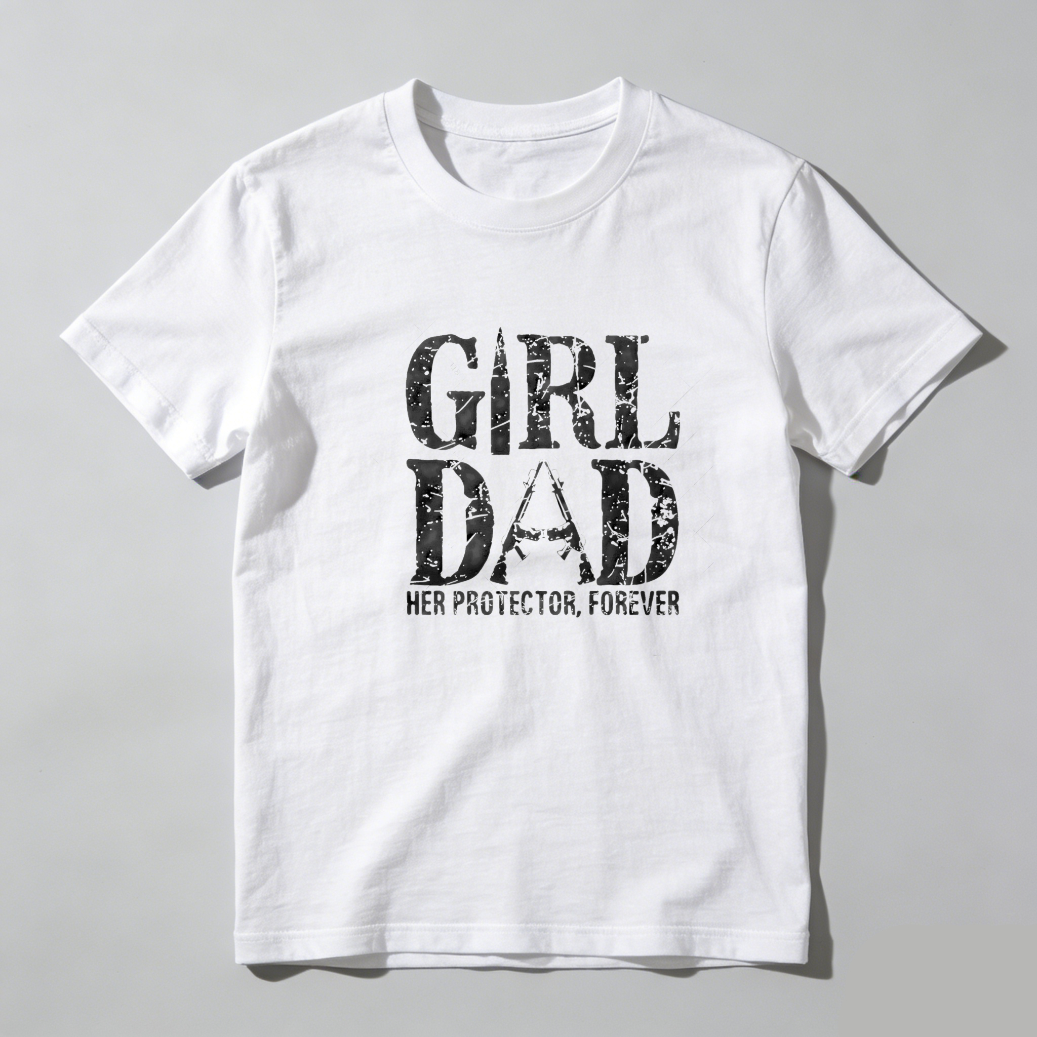 TEECURENT Girl Dad Her Protector Forever Pure Cotton Short Sleeve T Shirt-TeeCurent