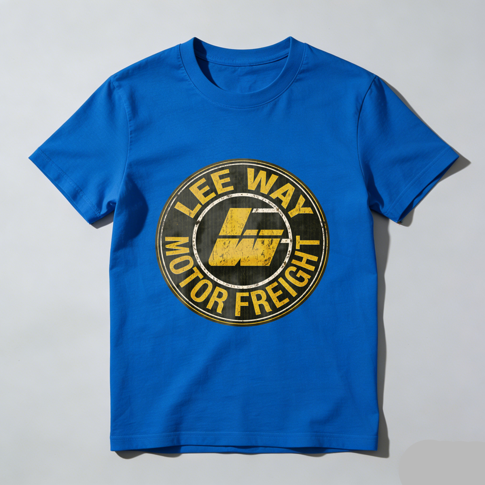 Lee Way Motor Freight Logo T Shirt Black Vintage Style Design For Trucking Enthusiasts And Freight Industry Fans