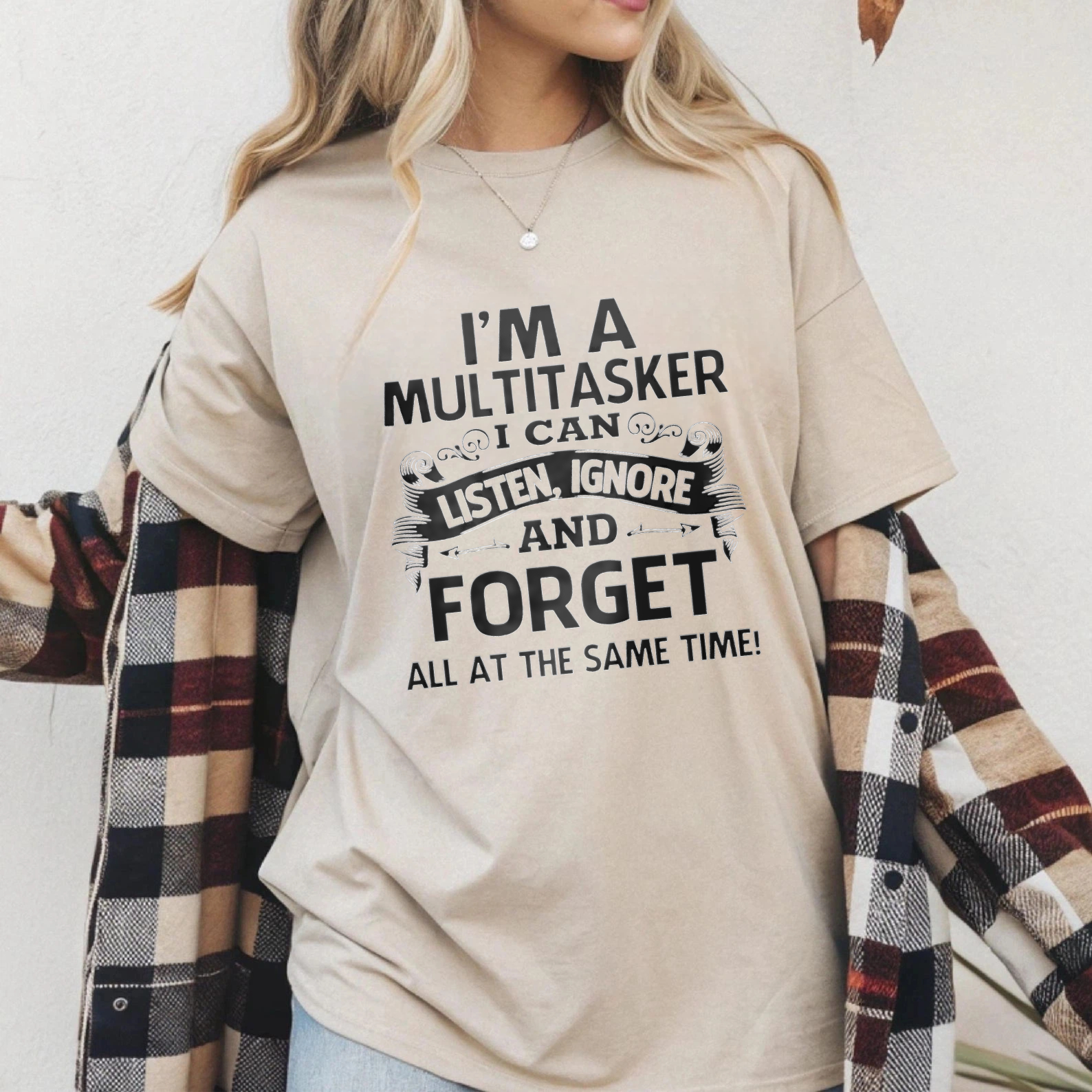 TEECURENT I Am A Multitasker I Can Listen Ignore And Forget All At The Same Time T Shirt WOMEN
