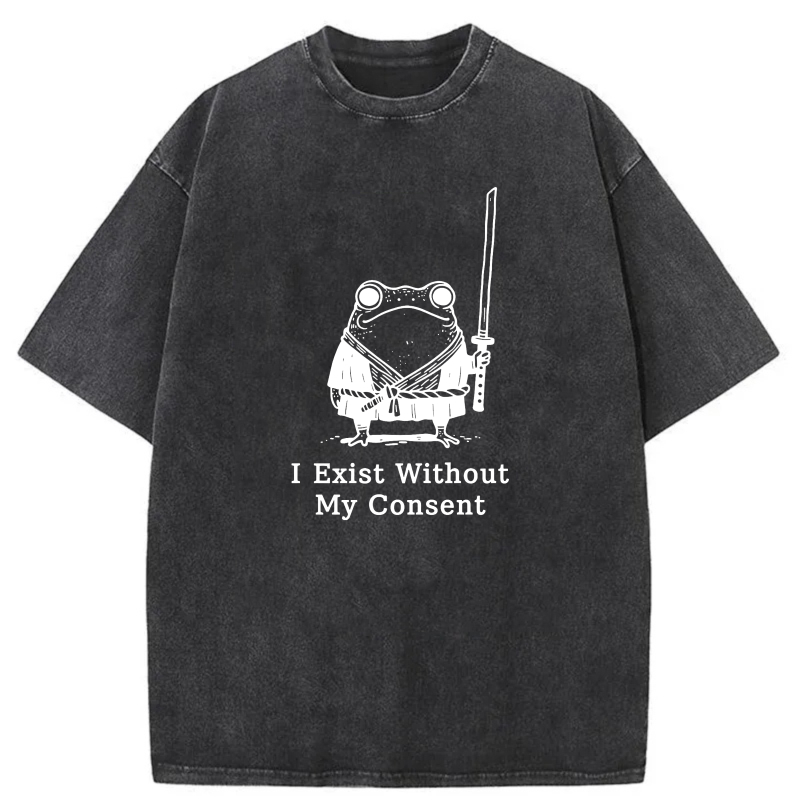 Frog With Sword And Text Below tshirt 100% cotton