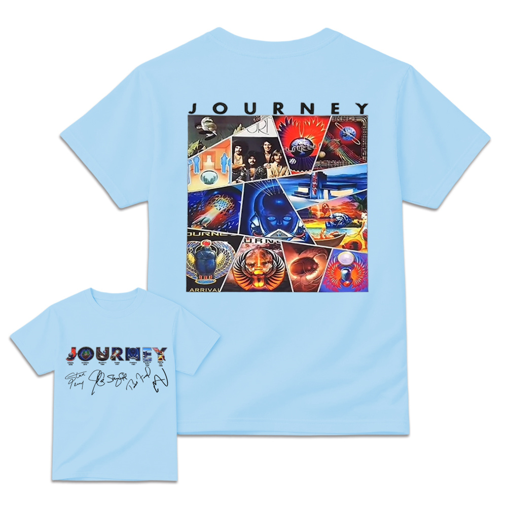 Vintage Journey Rock Band Classic Album Collage Graphic Short Sleeve T-Shirt