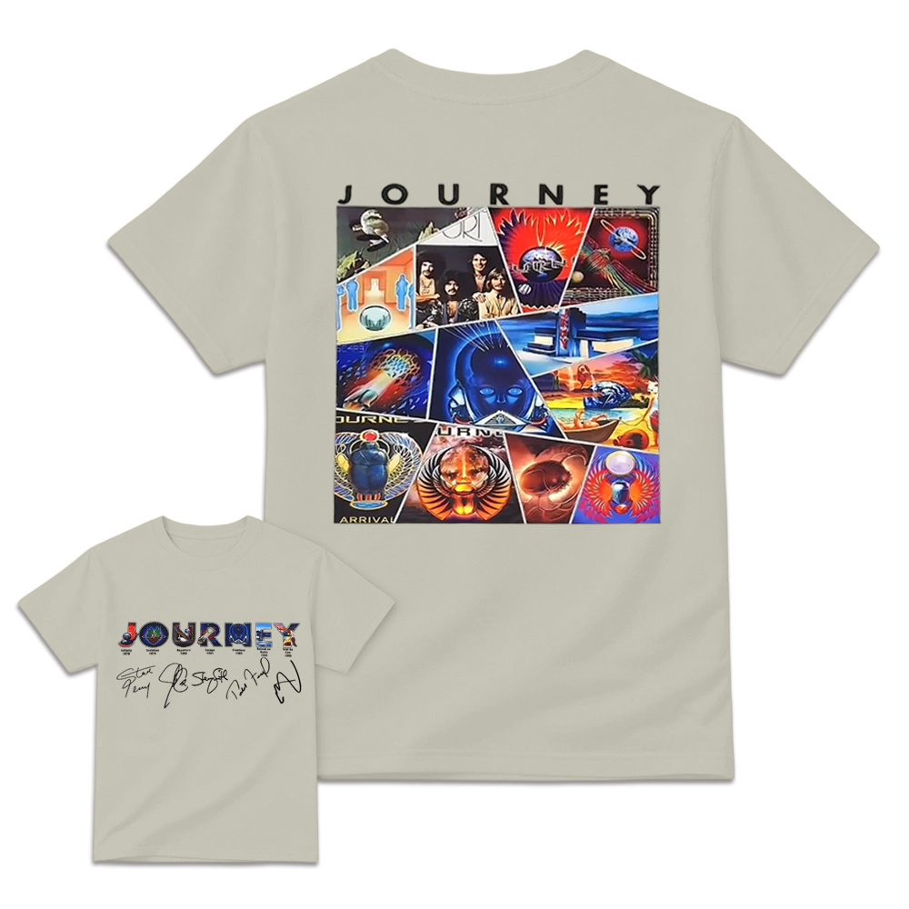 Vintage Journey Rock Band Classic Album Collage Graphic Short Sleeve T-Shirt
