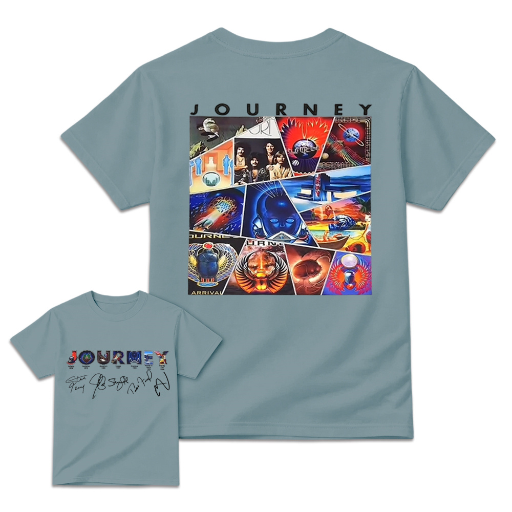 Vintage Journey Rock Band Classic Album Collage Graphic Short Sleeve T-Shirt