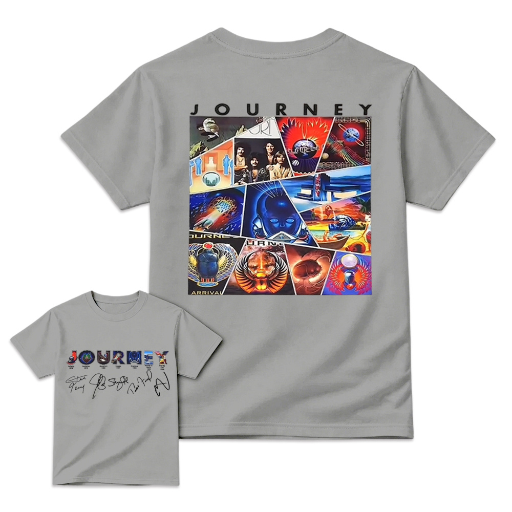 Vintage Journey Rock Band Classic Album Collage Graphic Short Sleeve T-Shirt